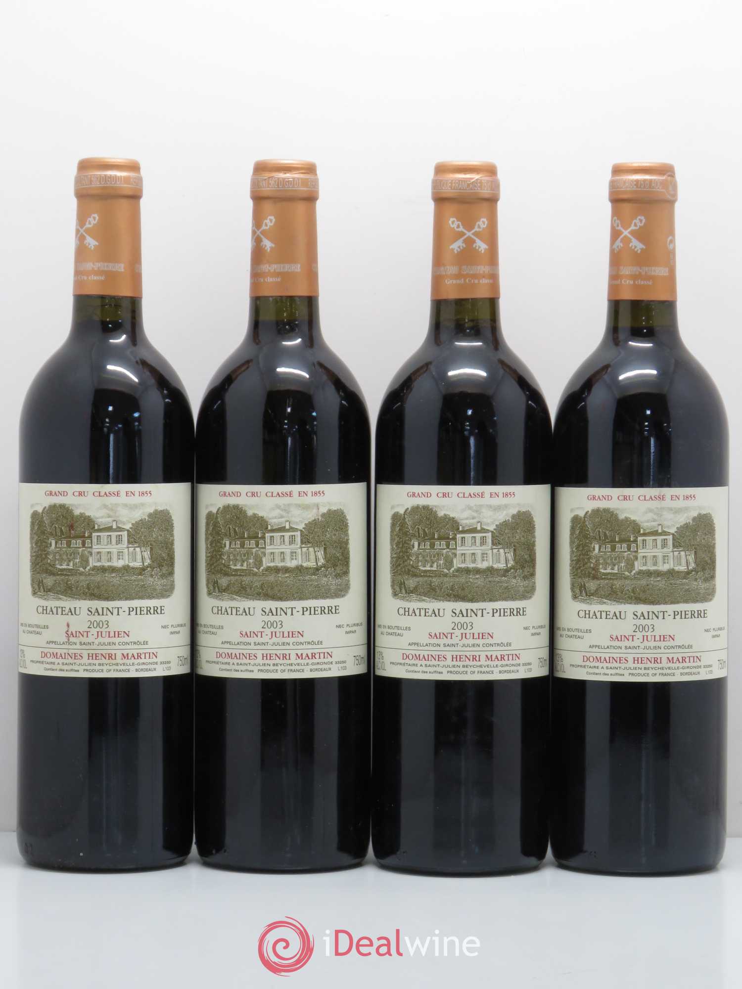Château Saint-Pierre 4ème Grand Cru Classé 2003 - Lot de 4 bouteilles - 0