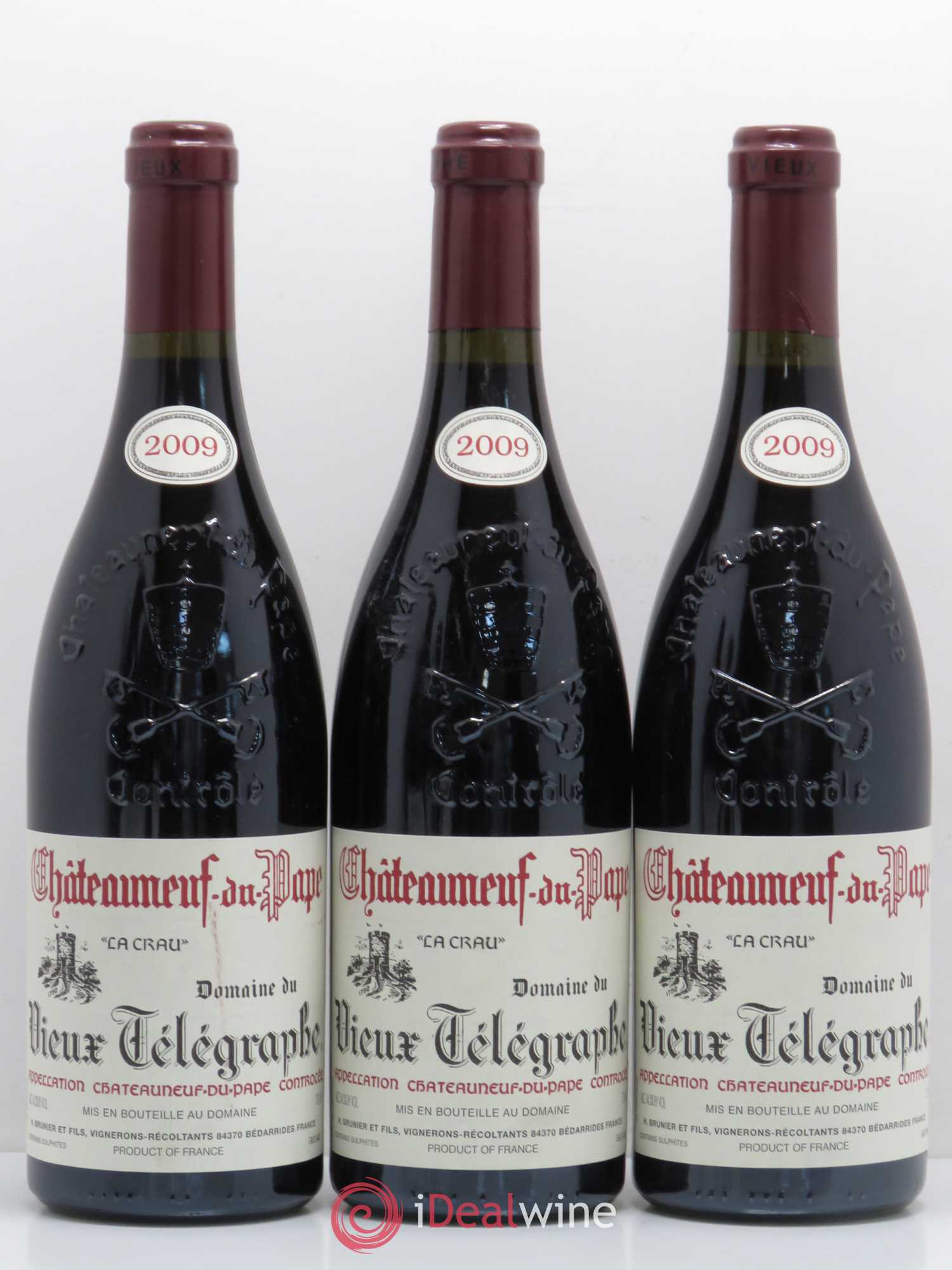 Châteauneuf-du-Pape Vieux Télégraphe (Domaine du) Vignobles Brunier  (sans prix de réserve) 2009 - Lot de 6 bouteilles - 1