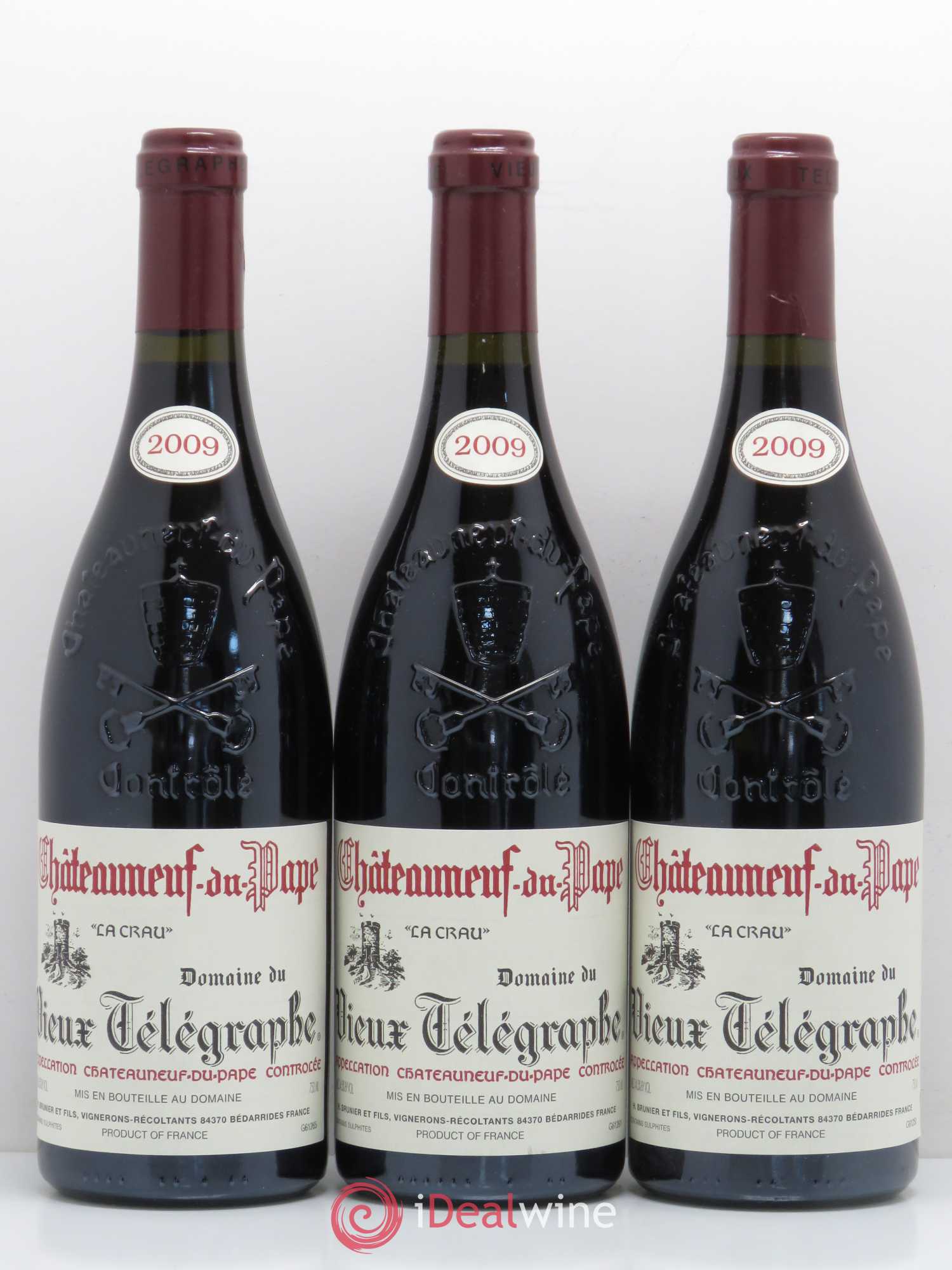 Châteauneuf-du-Pape Vieux Télégraphe (Domaine du) Vignobles Brunier 2009 - Lot de 3 bouteilles - 0