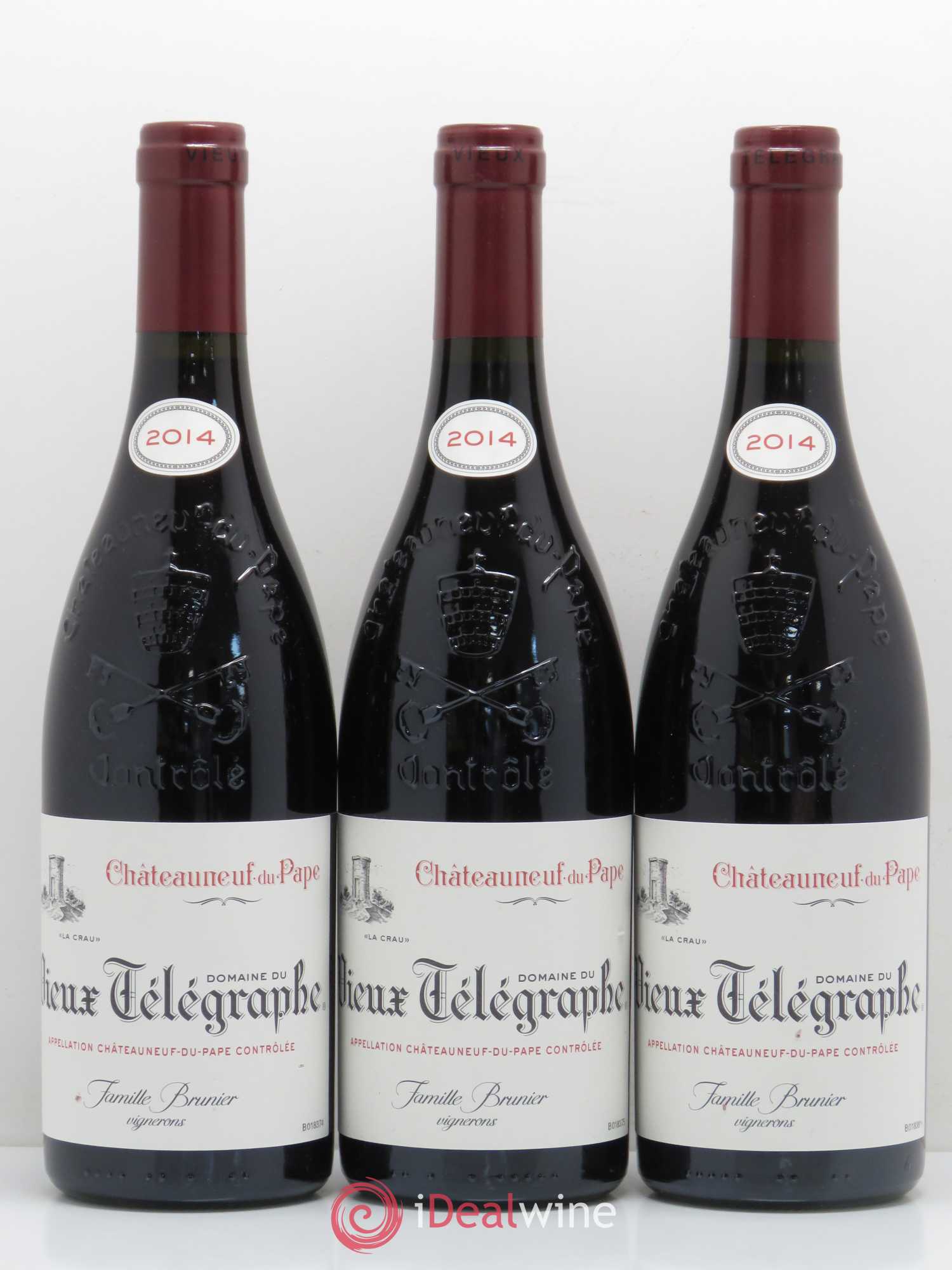 Châteauneuf-du-Pape Vieux Télégraphe (Domaine du) Vignobles Brunier 2014 - Lot de 3 bouteilles - 0