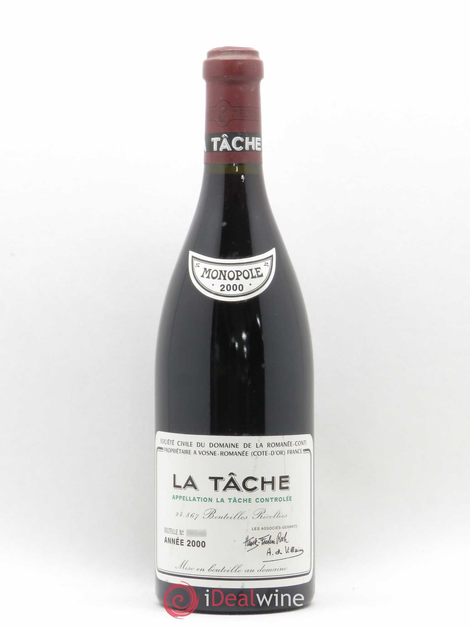 La Tâche Grand Cru Domaine de la Romanée-Conti 2000 - Lot de 1 bouteille - 0