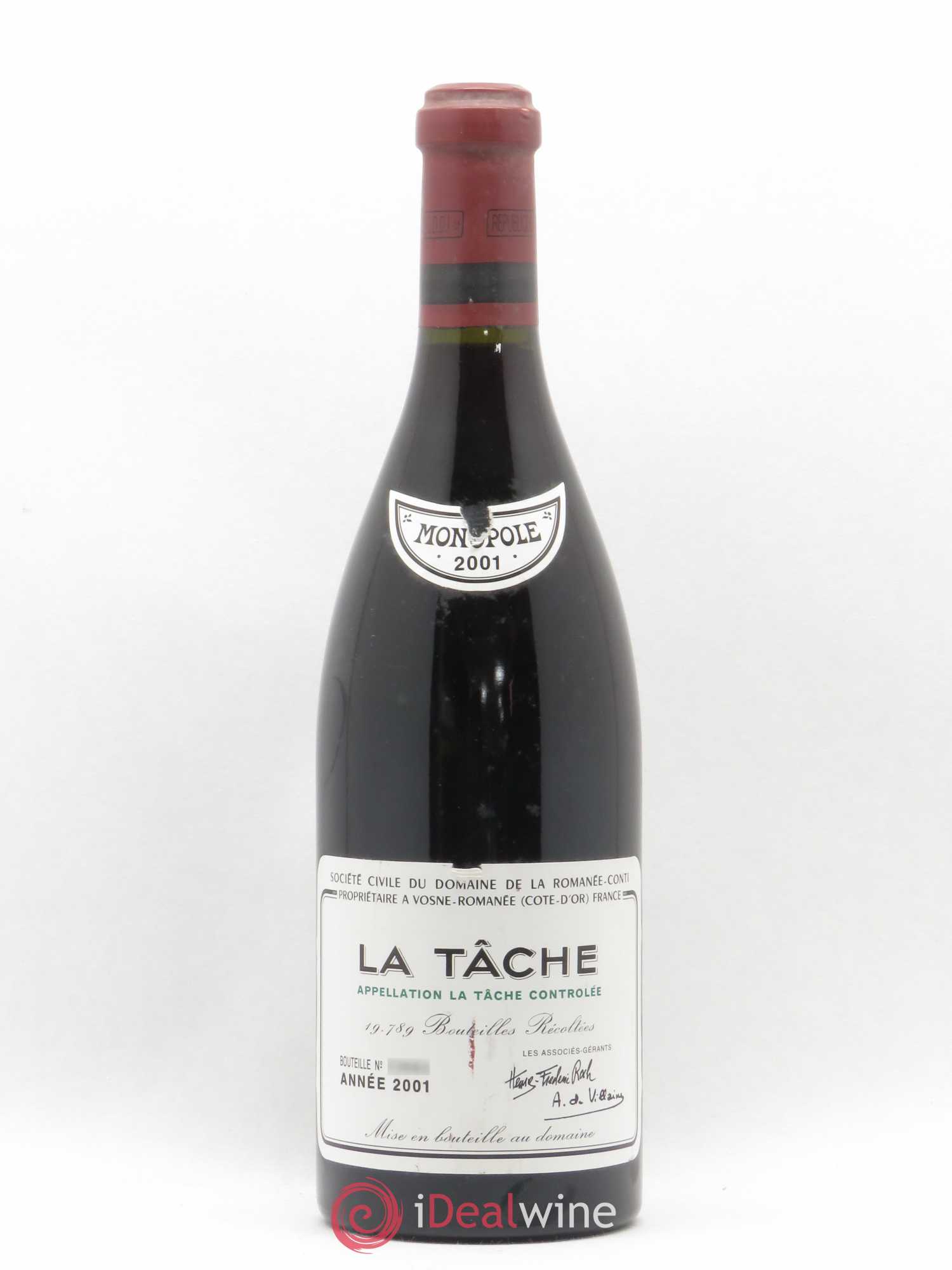 La Tâche Grand Cru Domaine de la Romanée-Conti 2001 - Lot de 1 bouteille - 0