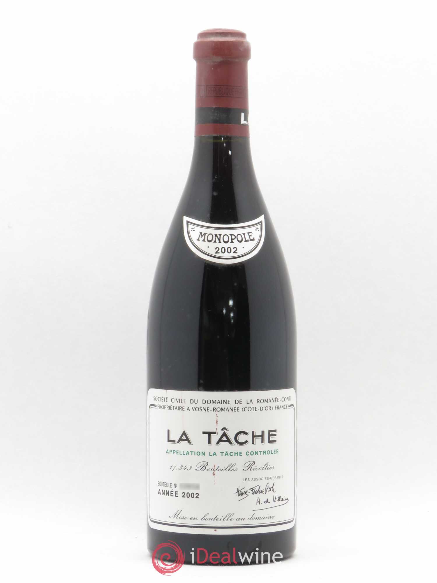 La Tâche Grand Cru Domaine de la Romanée-Conti 2002 - Lot de 1 bouteille - 0