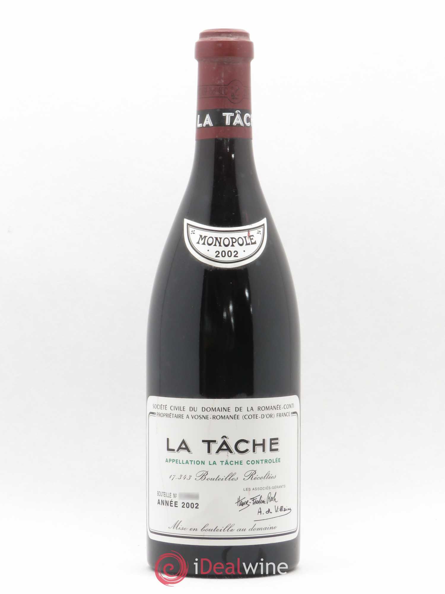 La Tâche Grand Cru Domaine de la Romanée-Conti 2002 - Lot de 1 bouteille - 0
