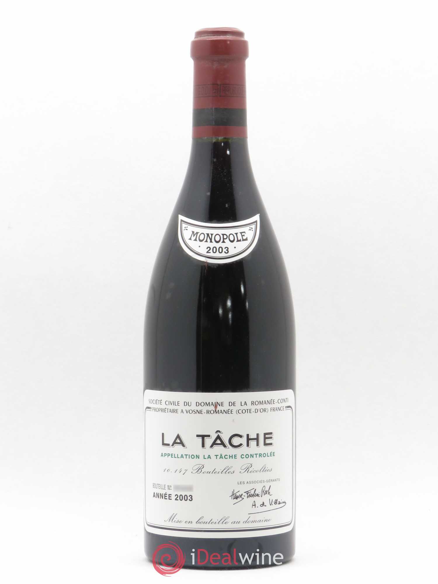 La Tâche Grand Cru Domaine de la Romanée-Conti 2003 - Lot de 1 bouteille - 0