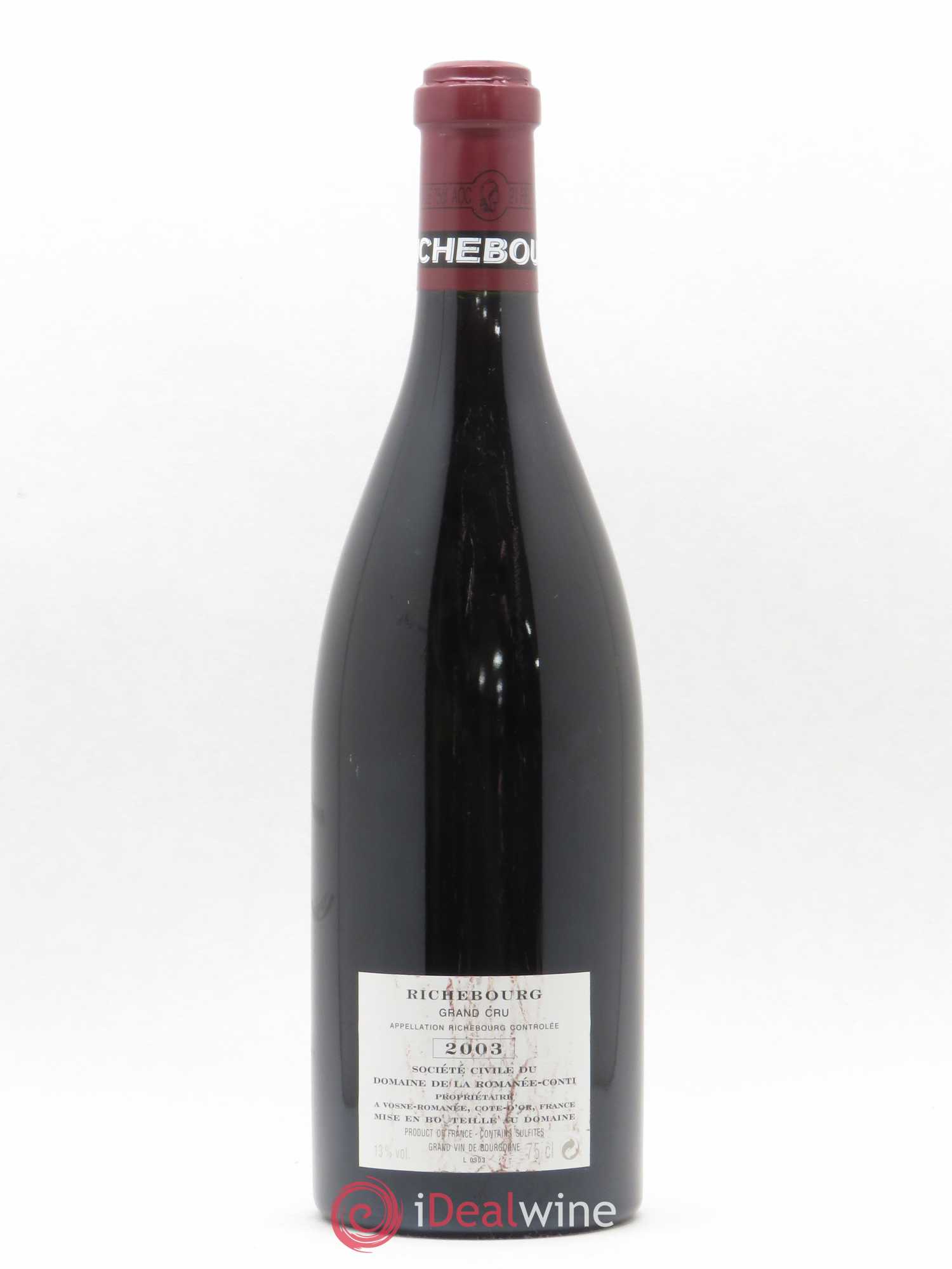 Richebourg Grand Cru Domaine de la Romanée-Conti 2003 - Lot de 1 bouteille - 1