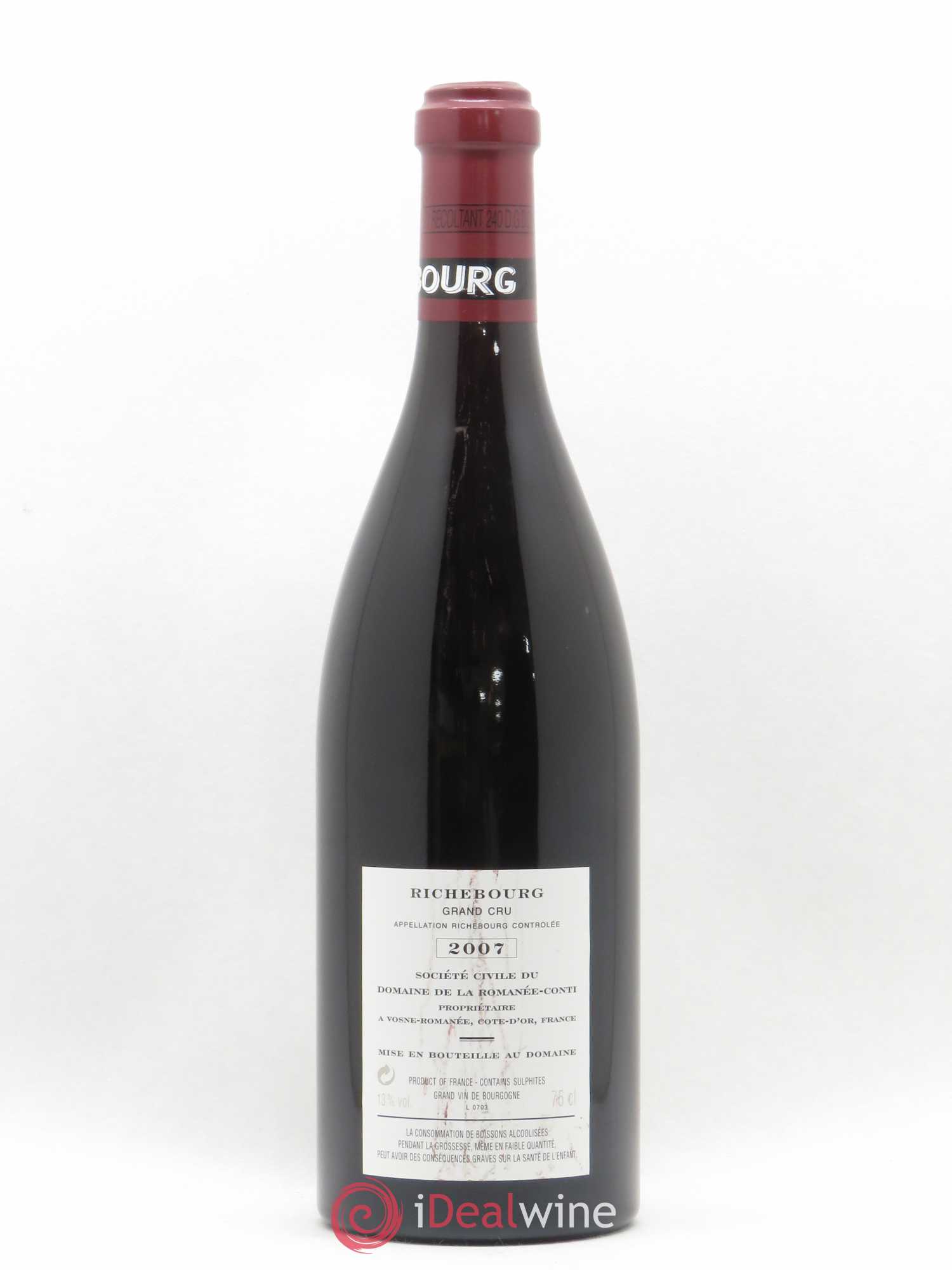 Richebourg Grand Cru Domaine de la Romanée-Conti 2007 - Lot de 1 bouteille - 1