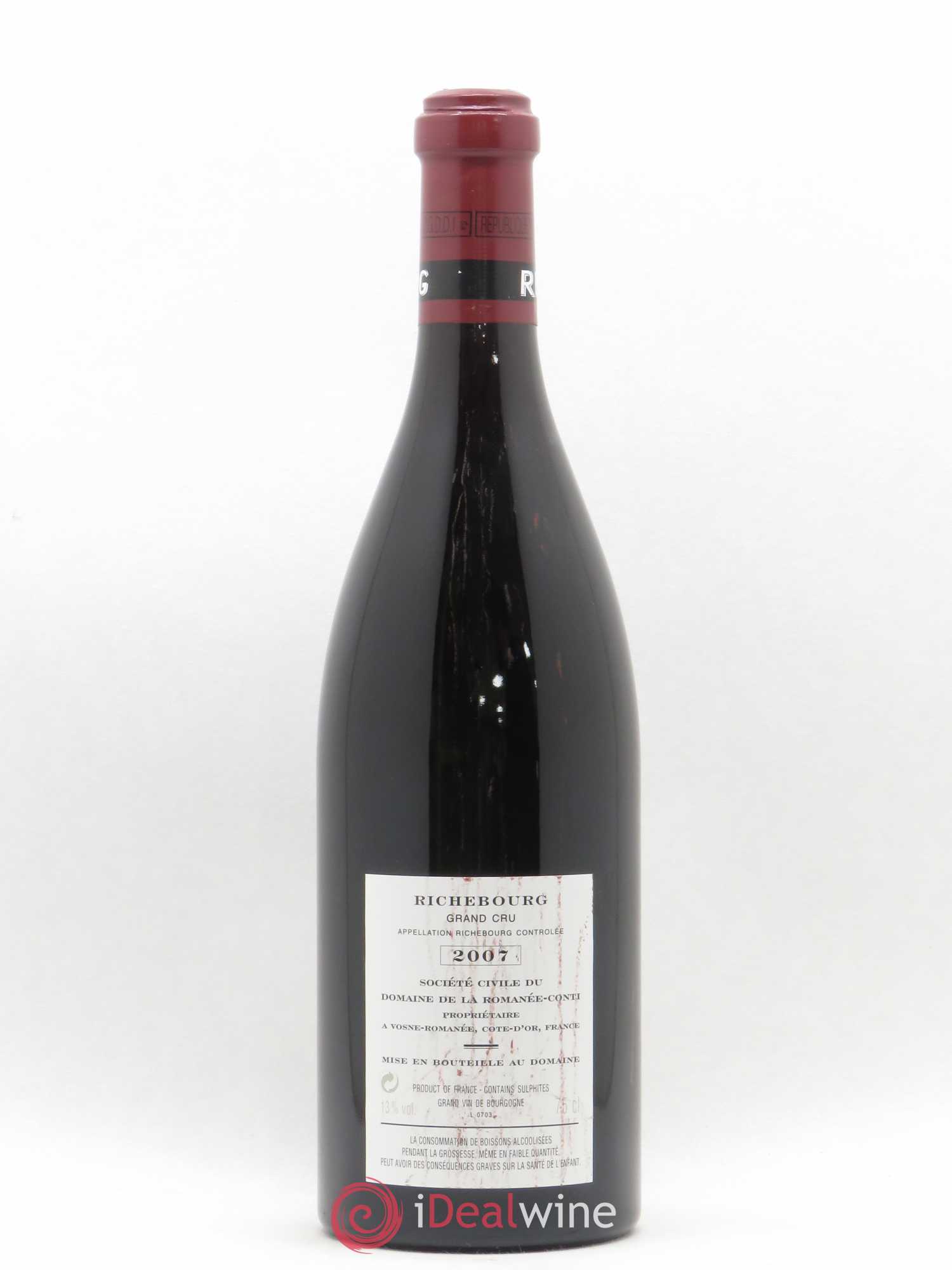 Richebourg Grand Cru Domaine de la Romanée-Conti 2007 - Lot de 1 bouteille - 1