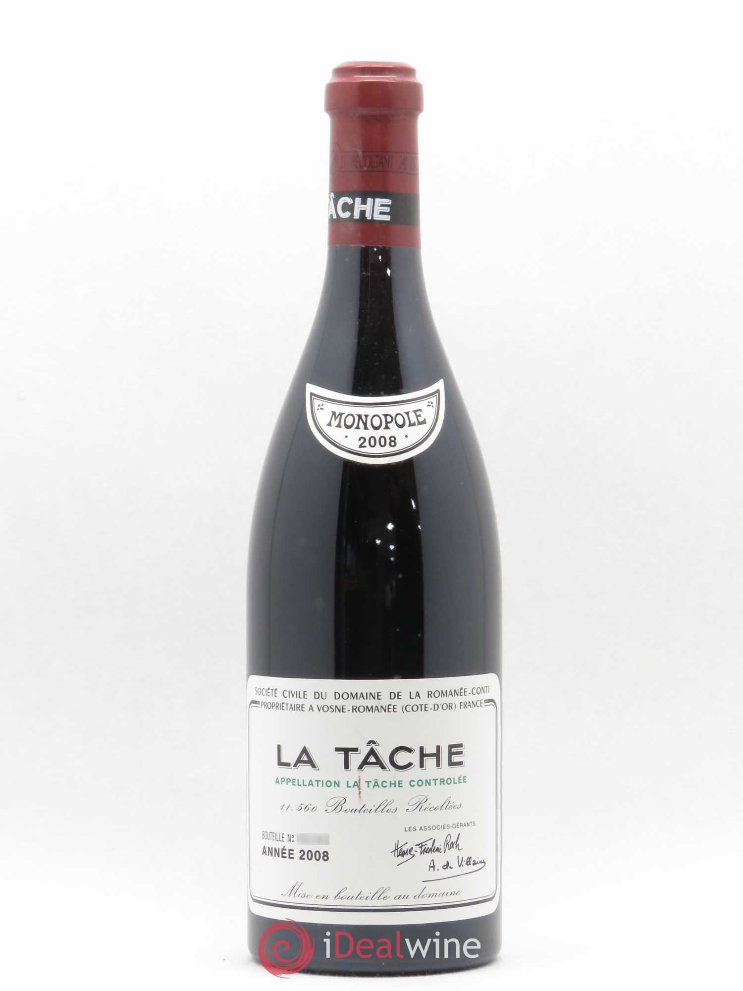 La Tâche Grand Cru Domaine de la Romanée-Conti 2008 - Lot de 1 bouteille - 0