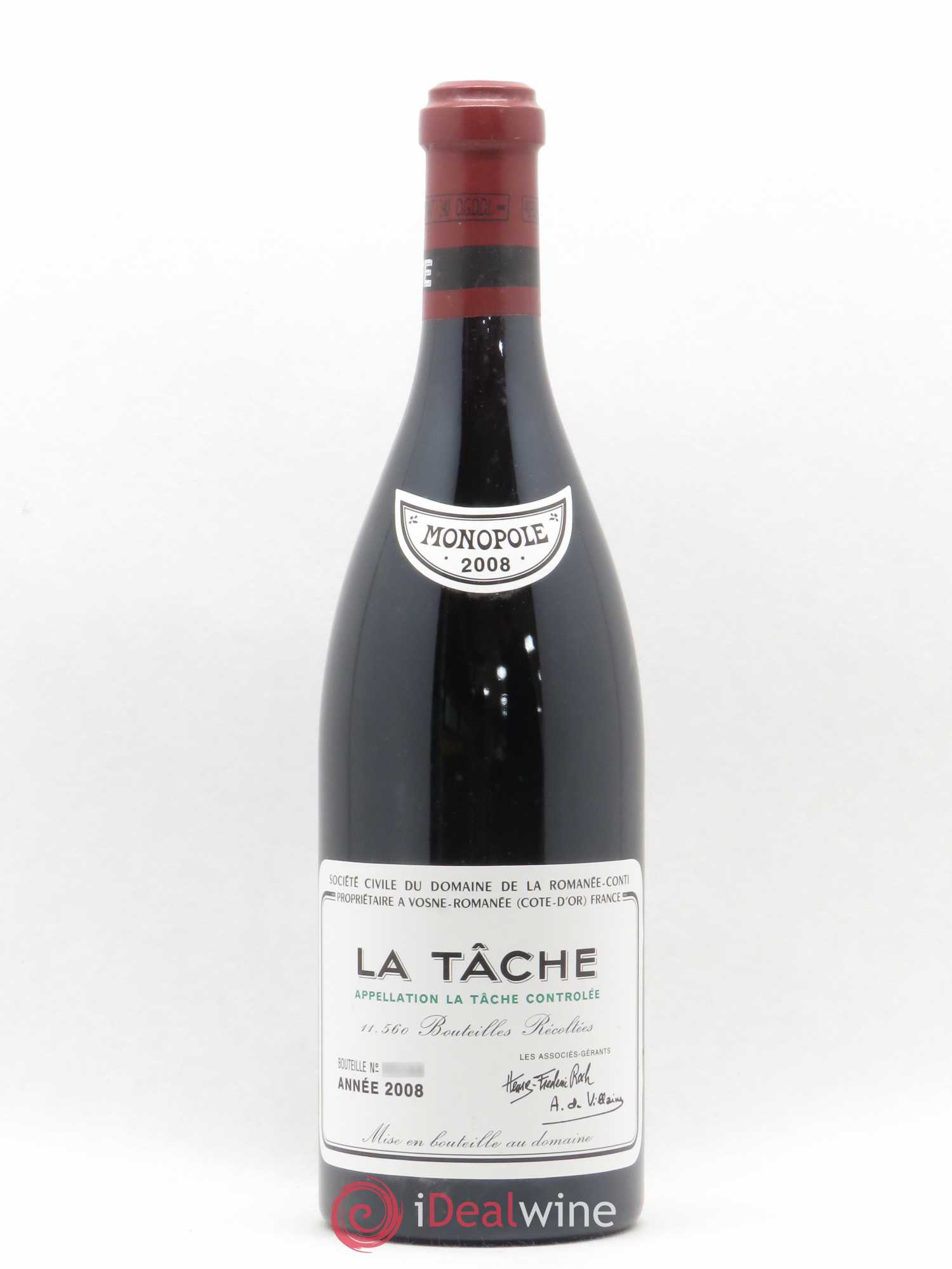 La Tâche Grand Cru Domaine de la Romanée-Conti 2008 - Lot de 1 bouteille - 0