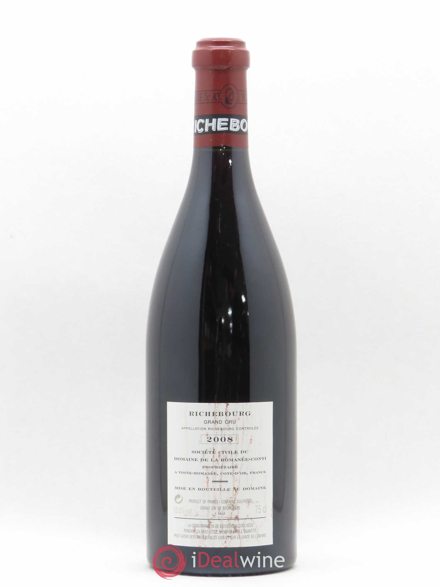 Richebourg Grand Cru Domaine de la Romanée-Conti 2008 - Lot de 1 bouteille - 1