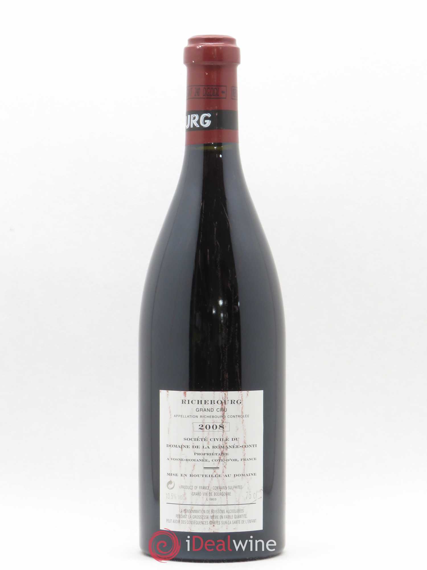 Richebourg Grand Cru Domaine de la Romanée-Conti 2008 - Lot de 1 bouteille - 1