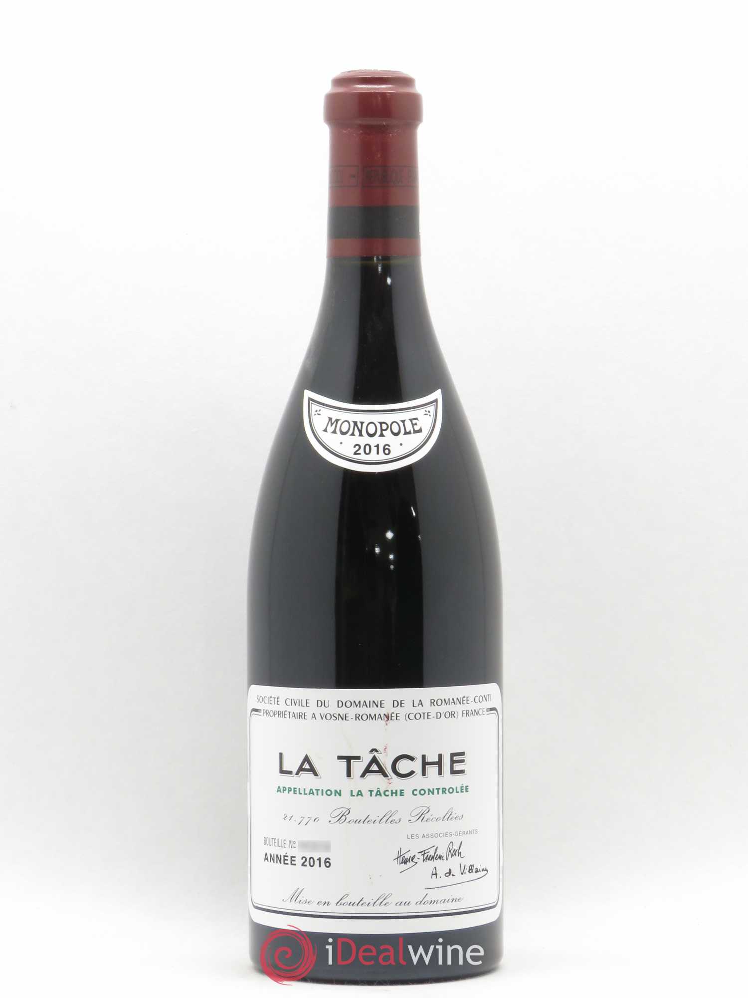 La Tâche Grand Cru Domaine de la Romanée-Conti 2016 - Lot de 1 bouteille - 0