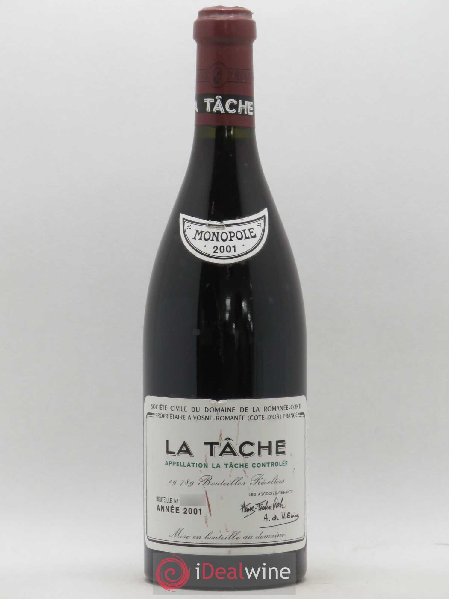 La Tâche Grand Cru Domaine de la Romanée-Conti 2001 - Lot de 1 bouteille - 0