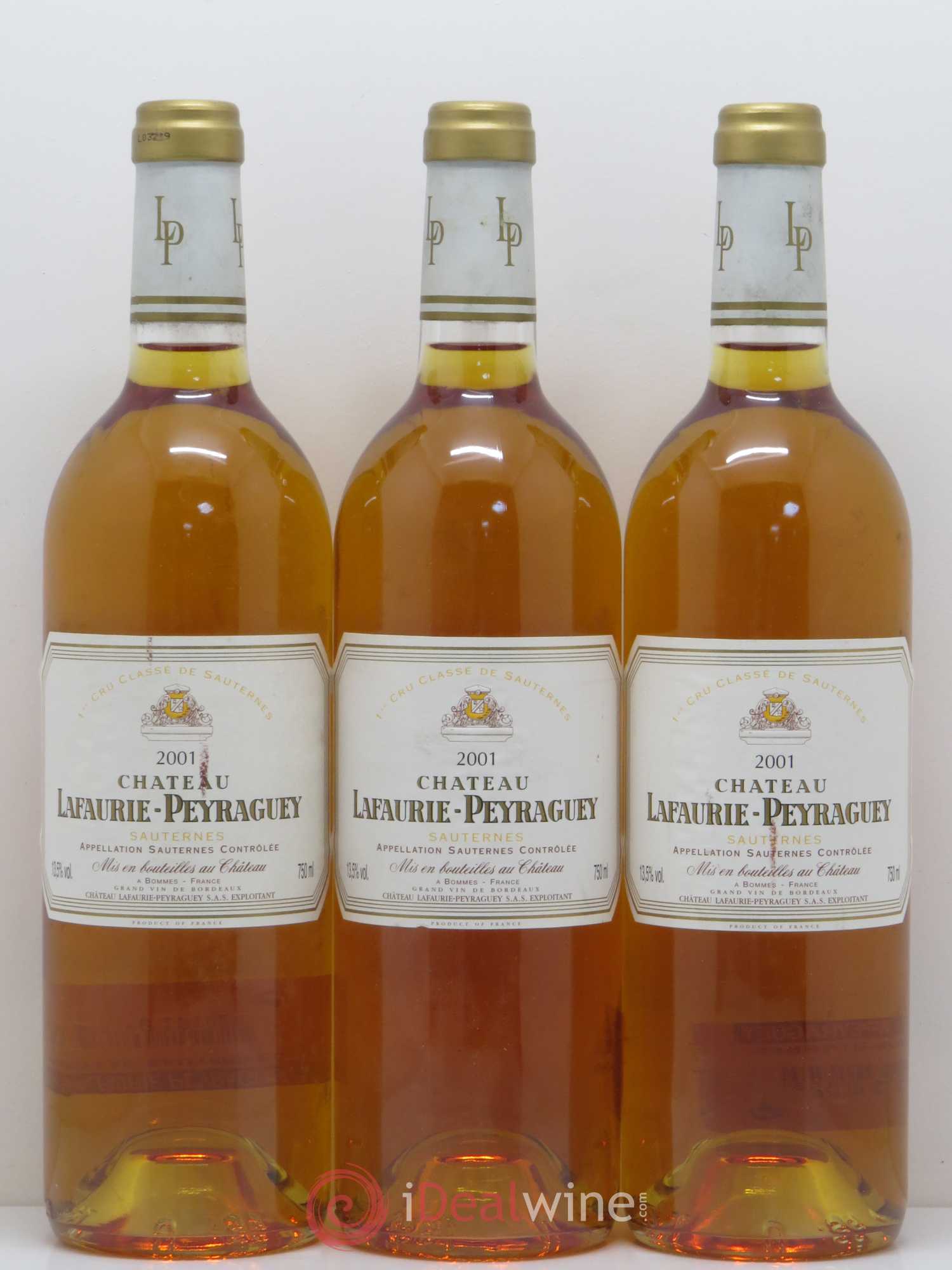 Château Lafaurie-Peyraguey 1er Grand Cru Classé (senza prezzo di riserva) 2001 - Lotto di 3 bottiglie - 0