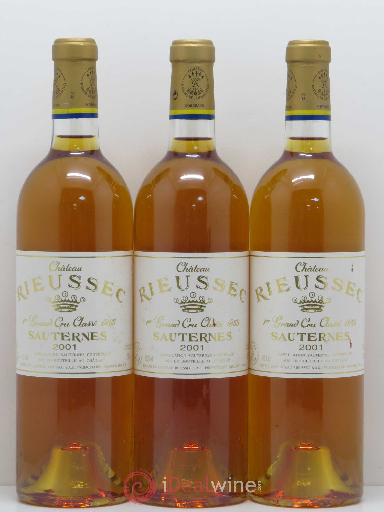 Château Rieussec 1er Grand Cru Classé 2001 - Lotto di 3 bottiglie - 0