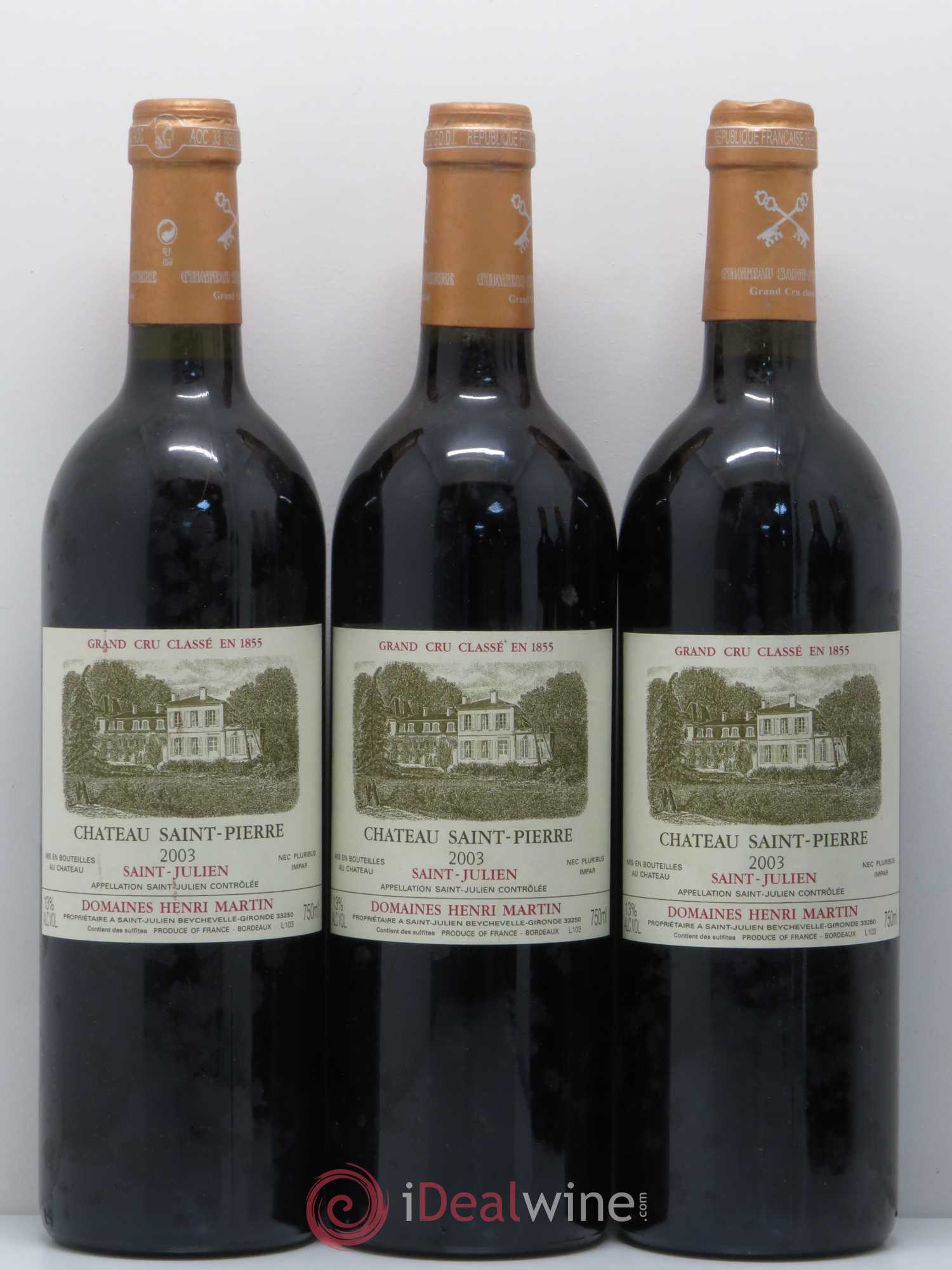 Château Saint-Pierre 4ème Grand Cru Classé 2003 - Lot de 5 bouteilles - 1