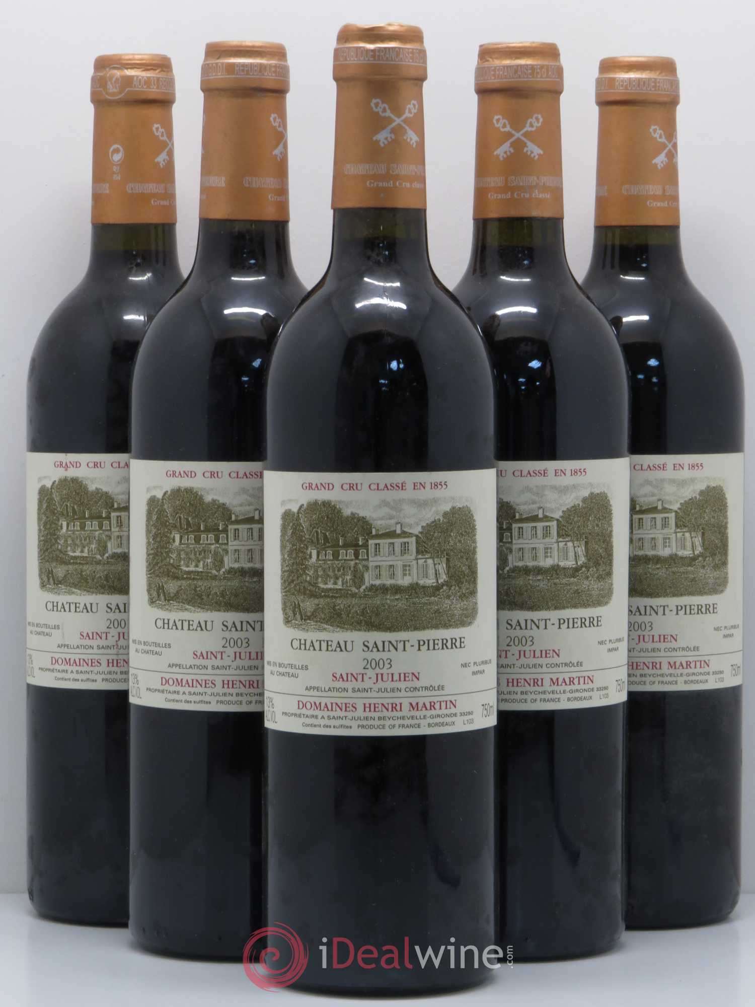 Château Saint-Pierre 4ème Grand Cru Classé 2003 - Lot de 5 bouteilles - 0
