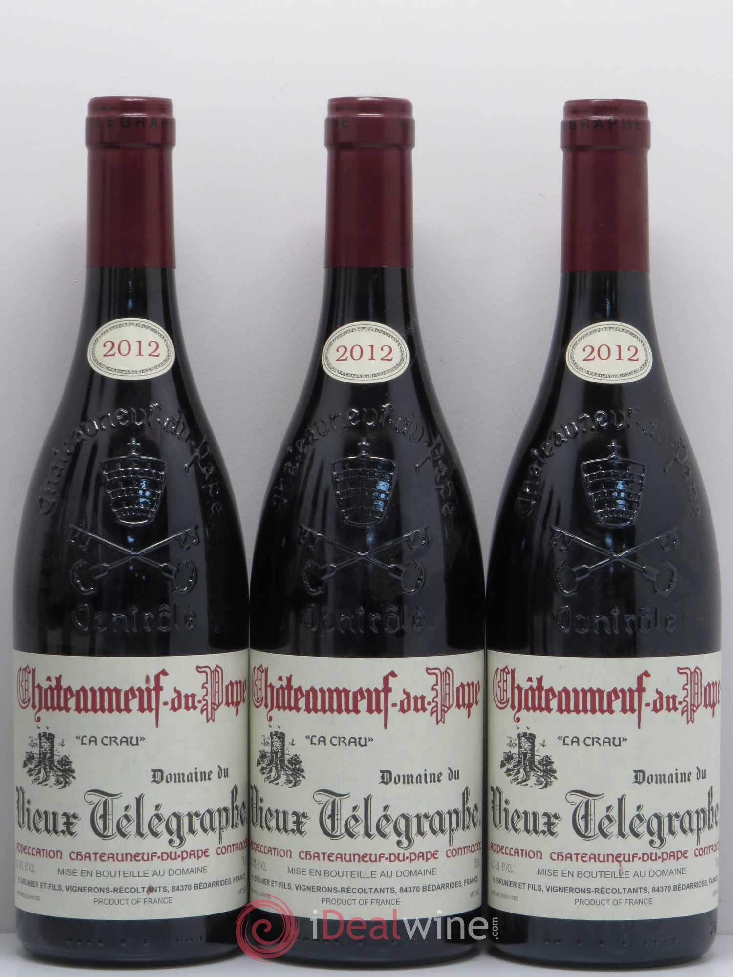 Châteauneuf-du-Pape Vieux Télégraphe (Domaine du) Vignobles Brunier  (sans prix de réserve) 2012 - Lot de 6 bouteilles - 1