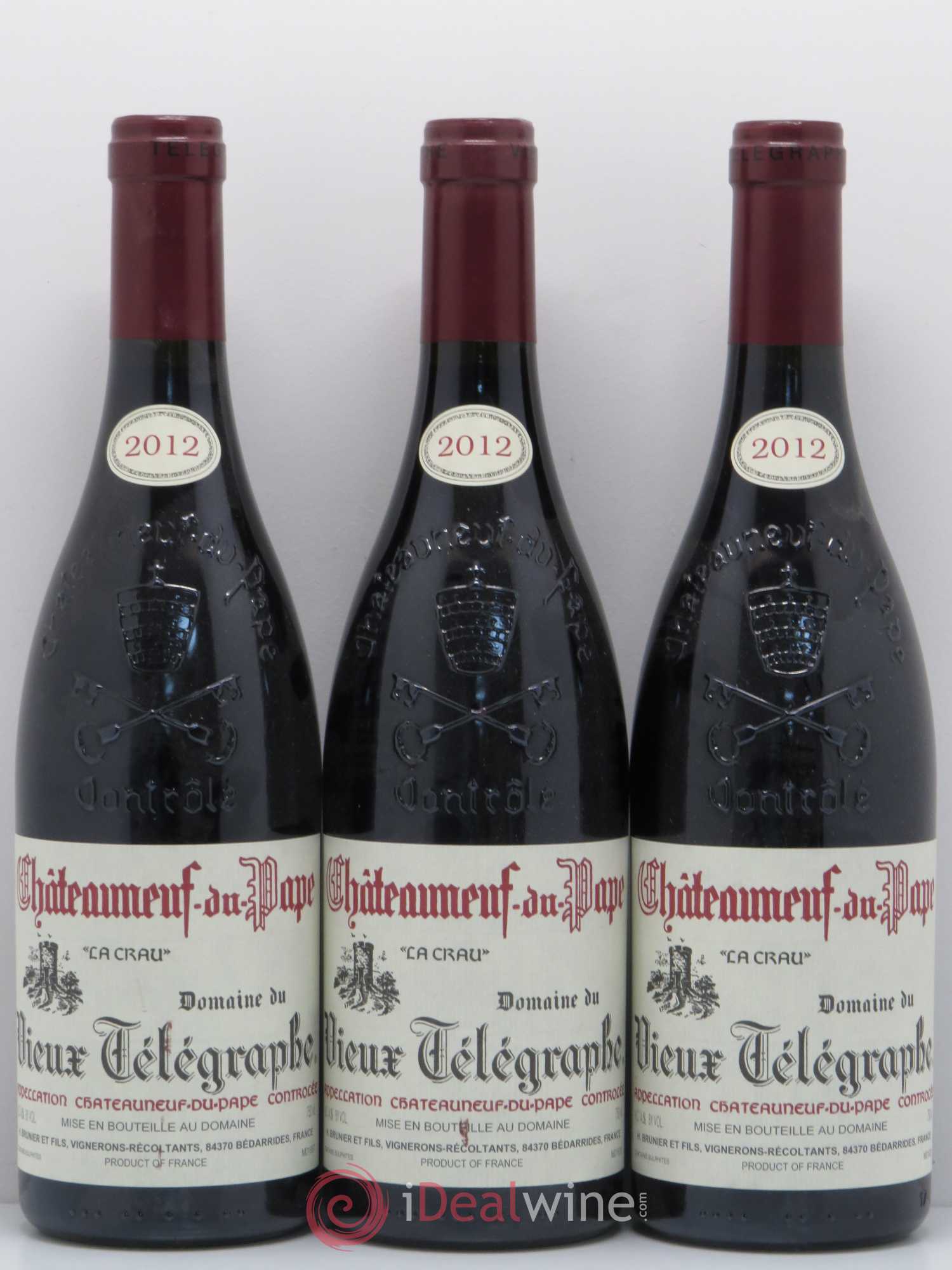 Châteauneuf-du-Pape Vieux Télégraphe (Domaine du) Vignobles Brunier  (sans prix de réserve) 2012 - Lot de 6 bouteilles - 2