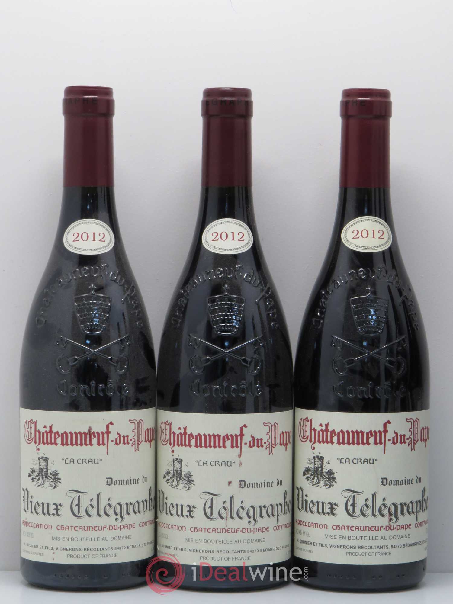 Châteauneuf-du-Pape Vieux Télégraphe (Domaine du) Vignobles Brunier  (sans prix de réserve) 2012 - Lot de 6 bouteilles - 1