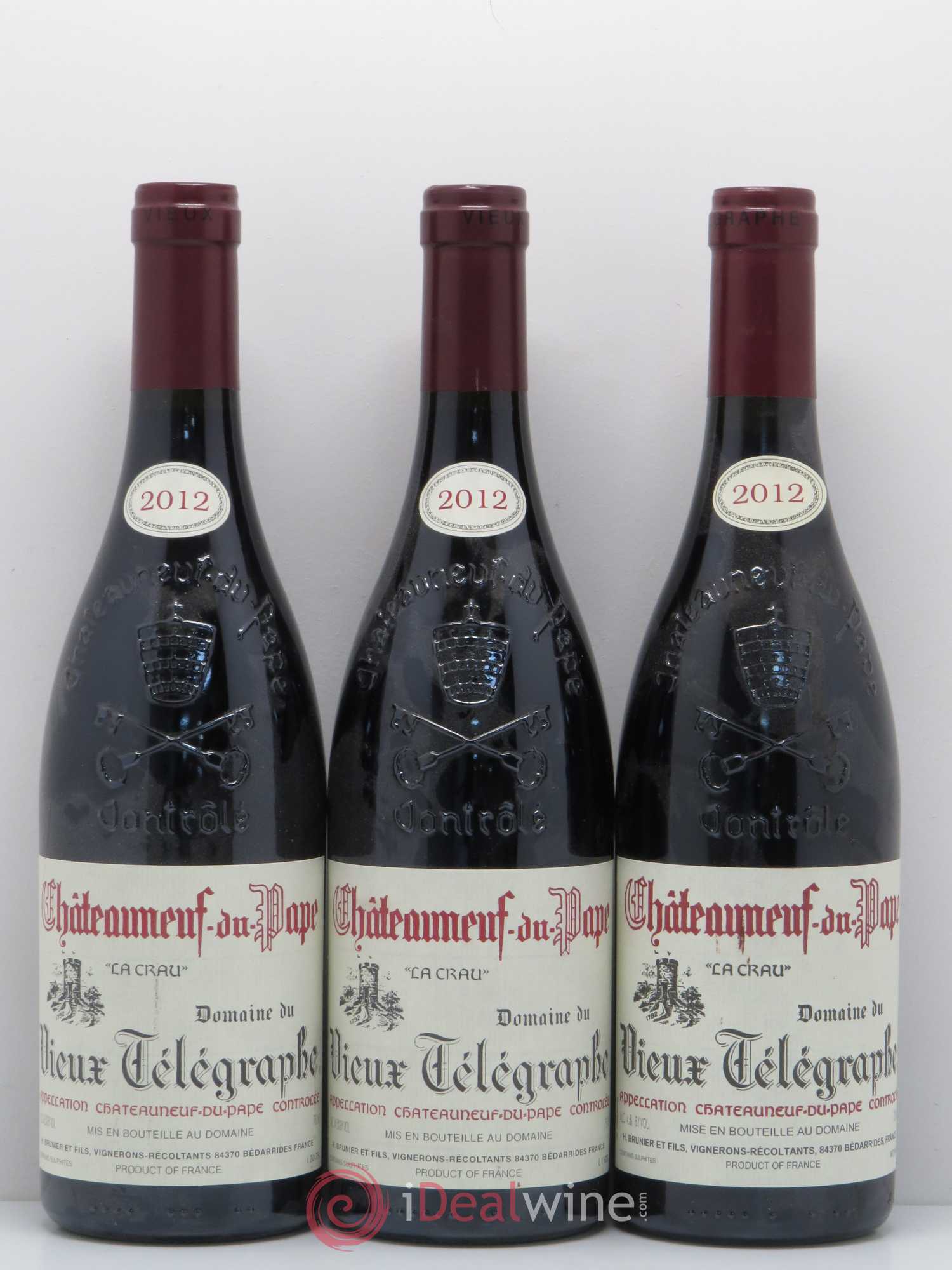 Châteauneuf-du-Pape Vieux Télégraphe (Domaine du) Vignobles Brunier  (sans prix de réserve) 2012 - Lot de 6 bouteilles - 2