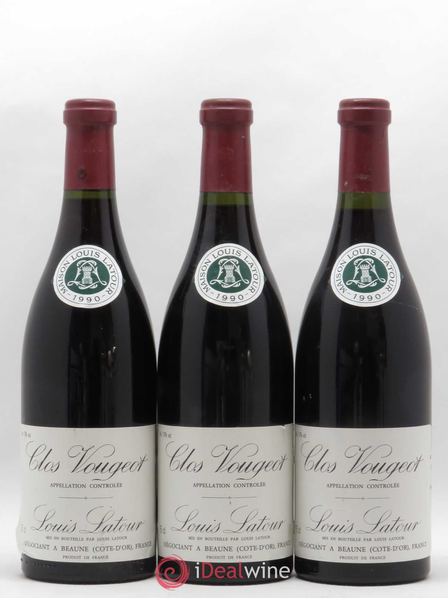 Clos de Vougeot Grand Cru Louis Latour 1990 - Lot de 3 bouteilles - 0