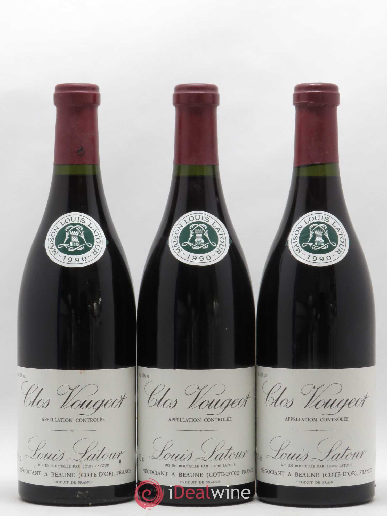 Clos de Vougeot Grand Cru Louis Latour 1990 - Lot de 3 bouteilles - 0