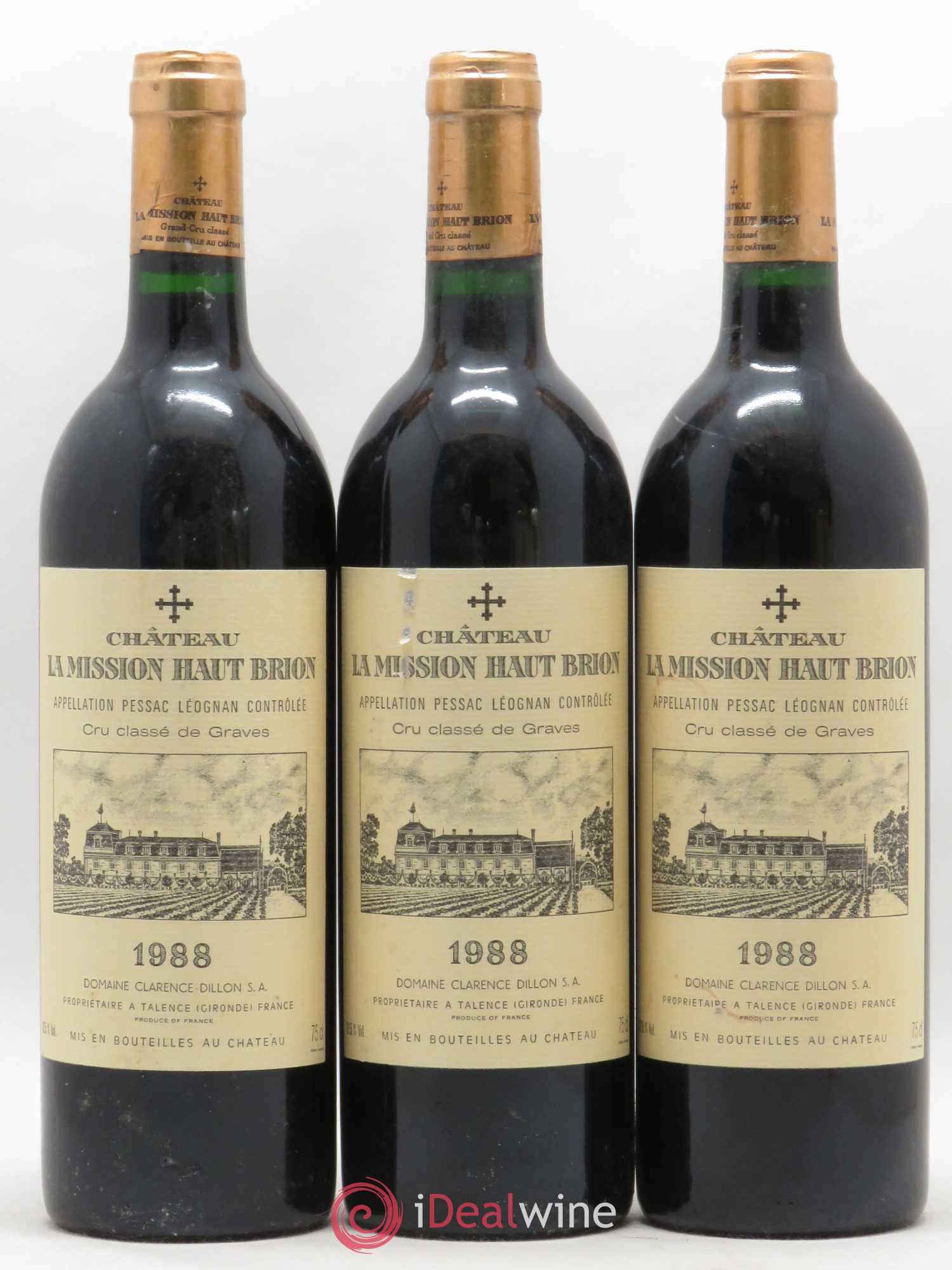 Château la Mission Haut-Brion Cru Classé de Graves 1988 - Lot de 3 bouteilles - 0