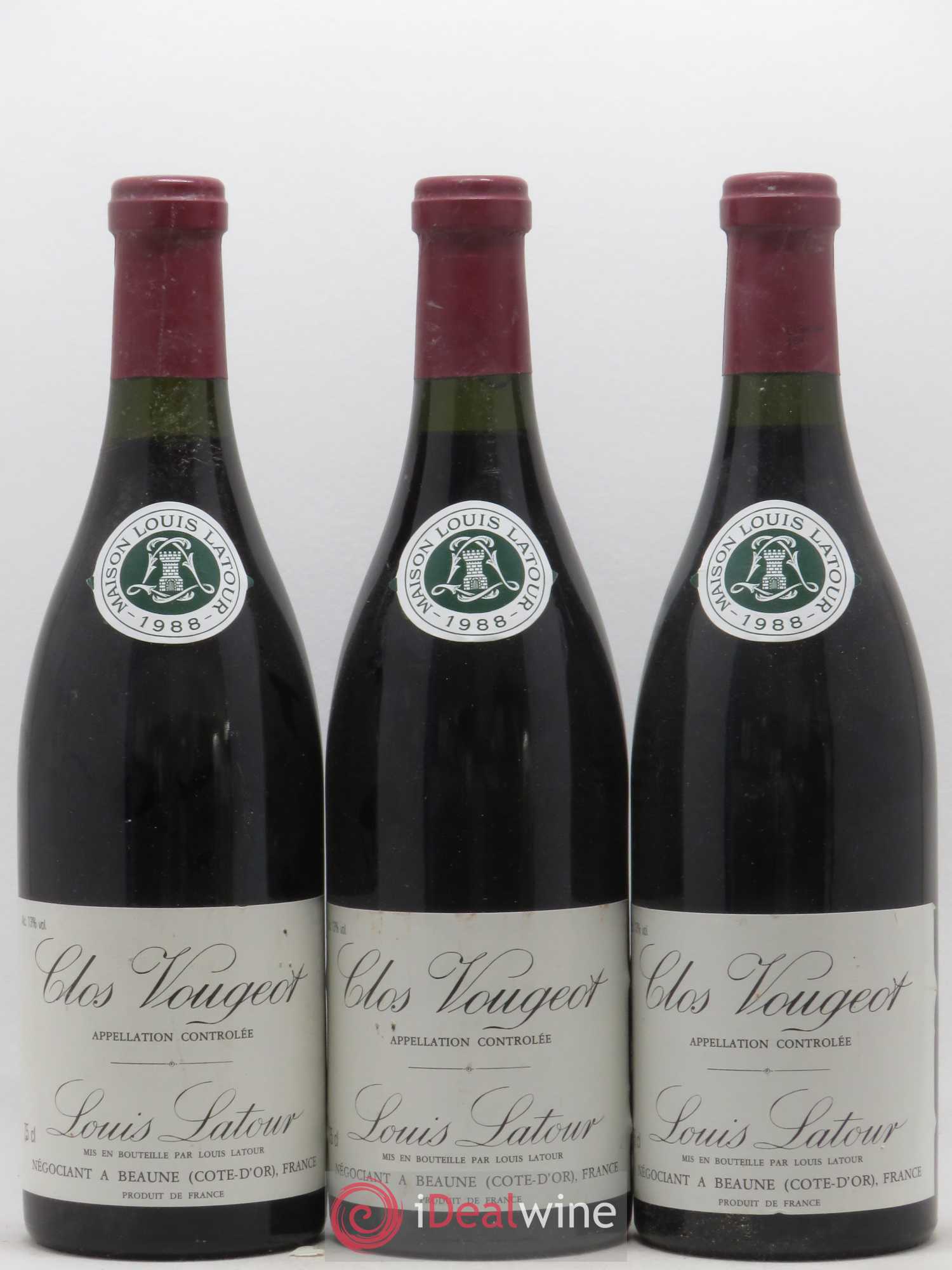 Clos de Vougeot Grand Cru Louis Latour 1988 - Lot de 3 bouteilles - 0