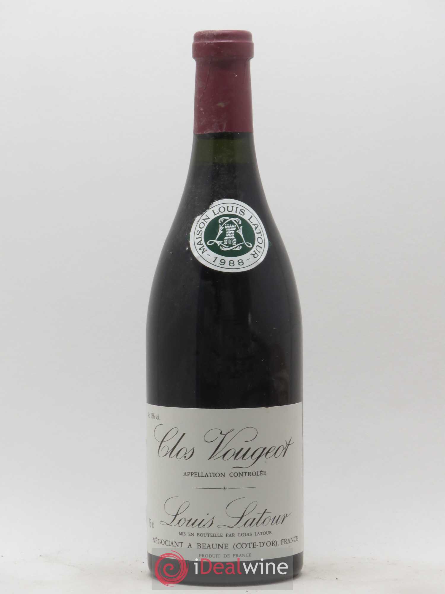 Clos de Vougeot Grand Cru Louis Latour 1988 - Lot de 1 bouteille - 0