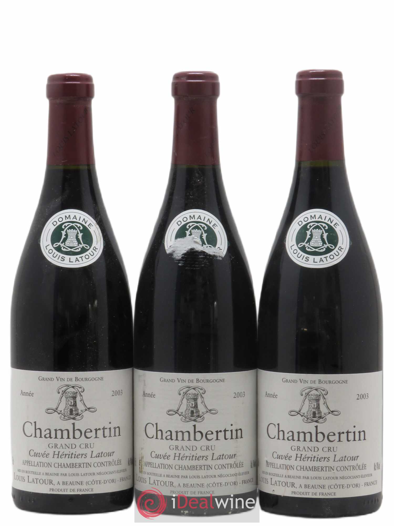 Chambertin Grand Cru Cuvée Héritiers Latour Louis Latour 2003 - Lot de 3 bouteilles - 0