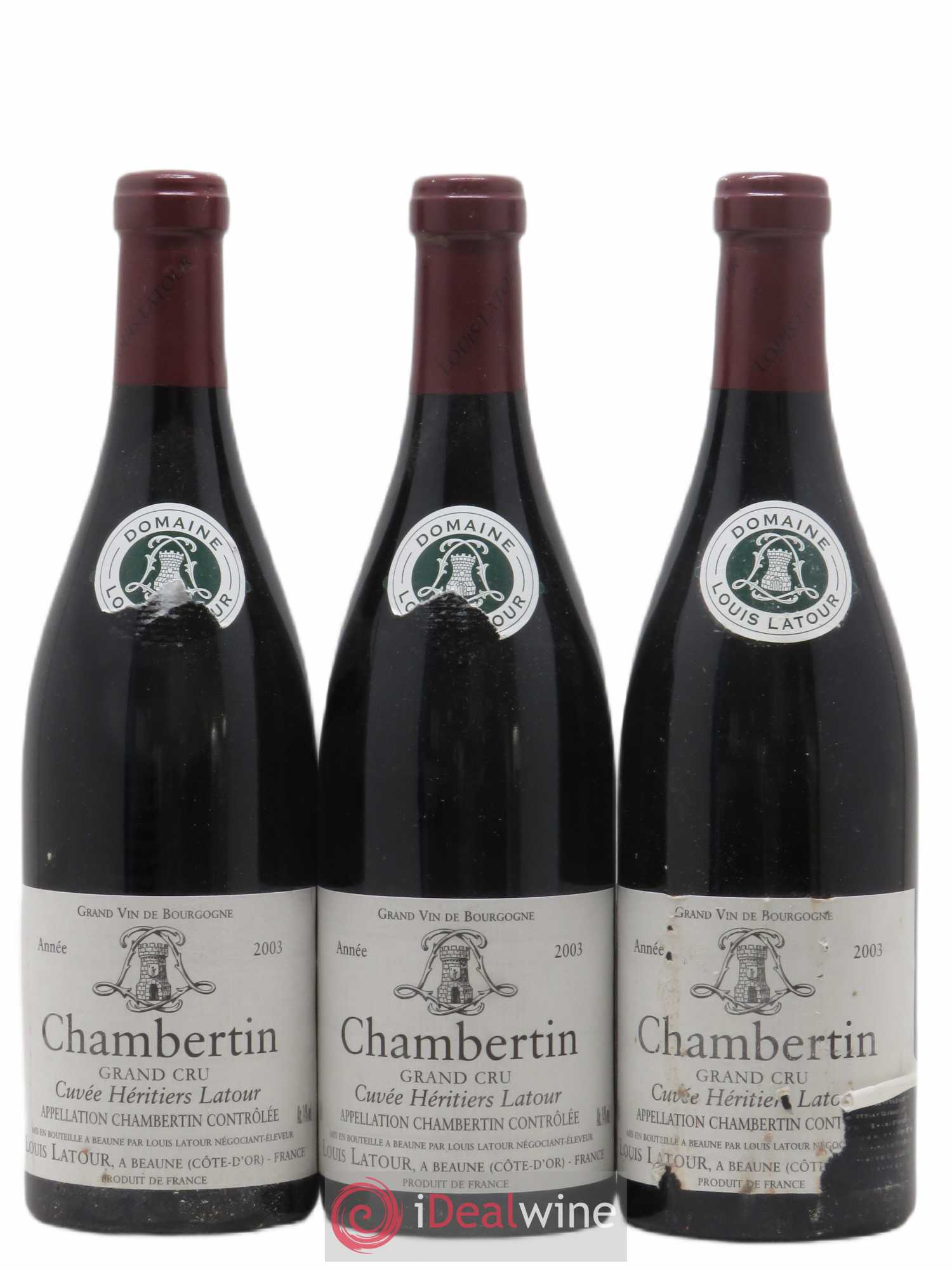 Chambertin Grand Cru Cuvée Héritiers Latour Louis Latour 2003 - Lot de 3 bouteilles - 0