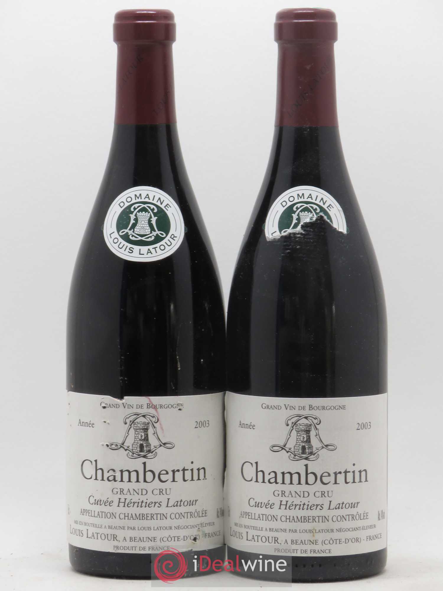 Chambertin Grand Cru Cuvée Héritiers Latour Louis Latour 2003 - Lot de 2 bouteilles - 0