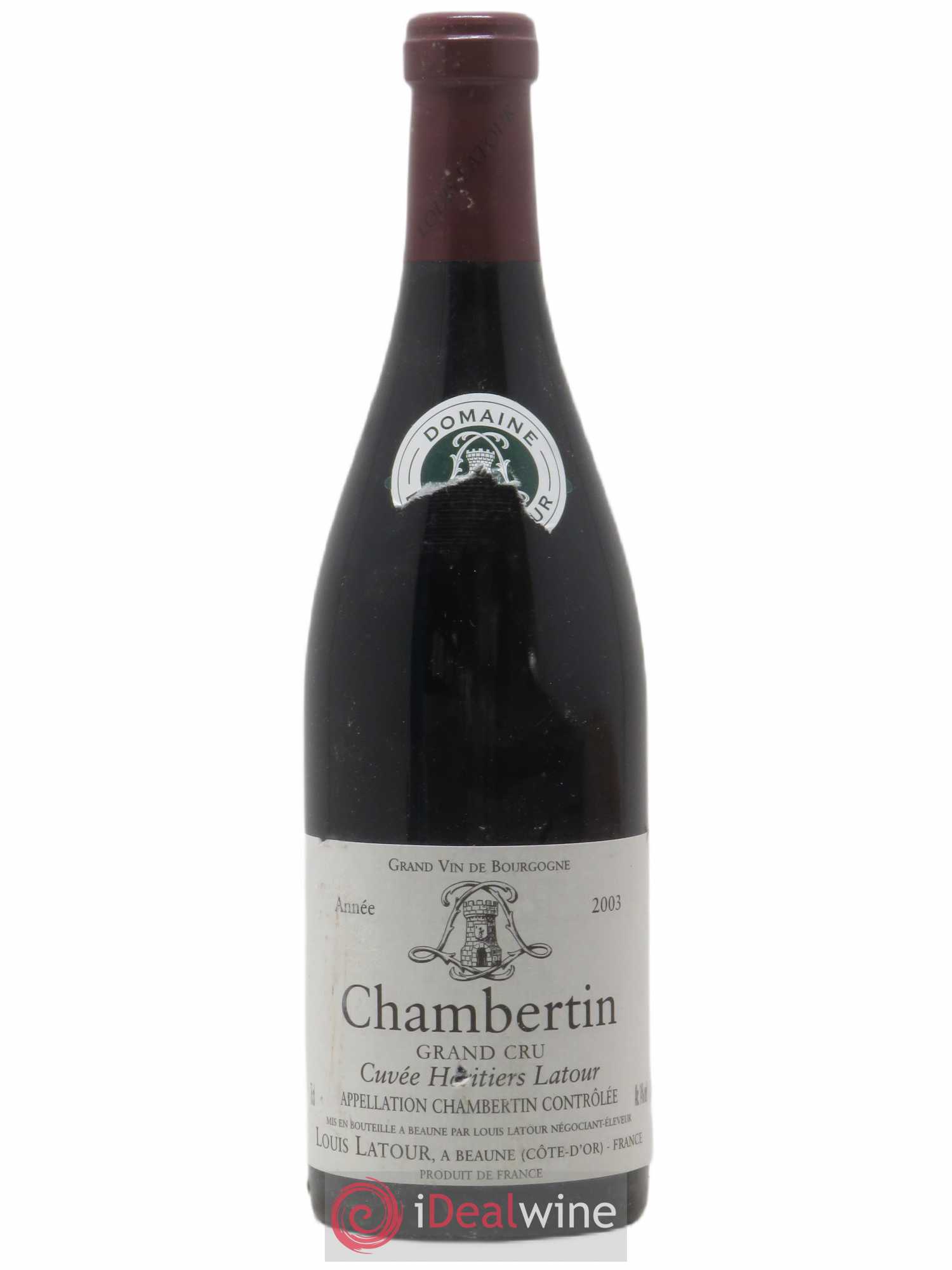Chambertin Grand Cru Cuvée Héritiers Latour Louis Latour 2003 - Lot de 1 bouteille - 0