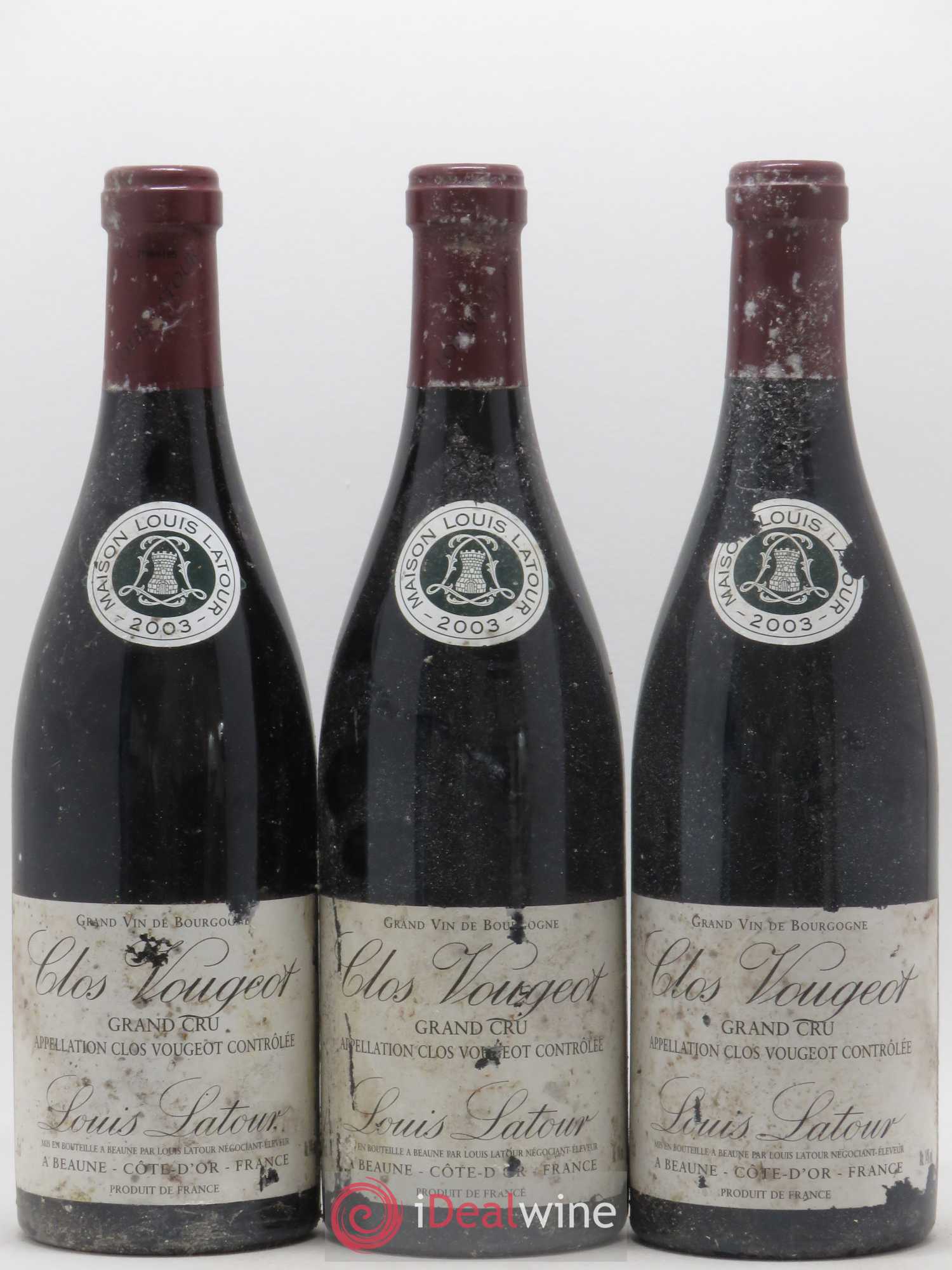 Clos de Vougeot Grand Cru Louis Latour 2003 - Lot de 3 bouteilles - 0