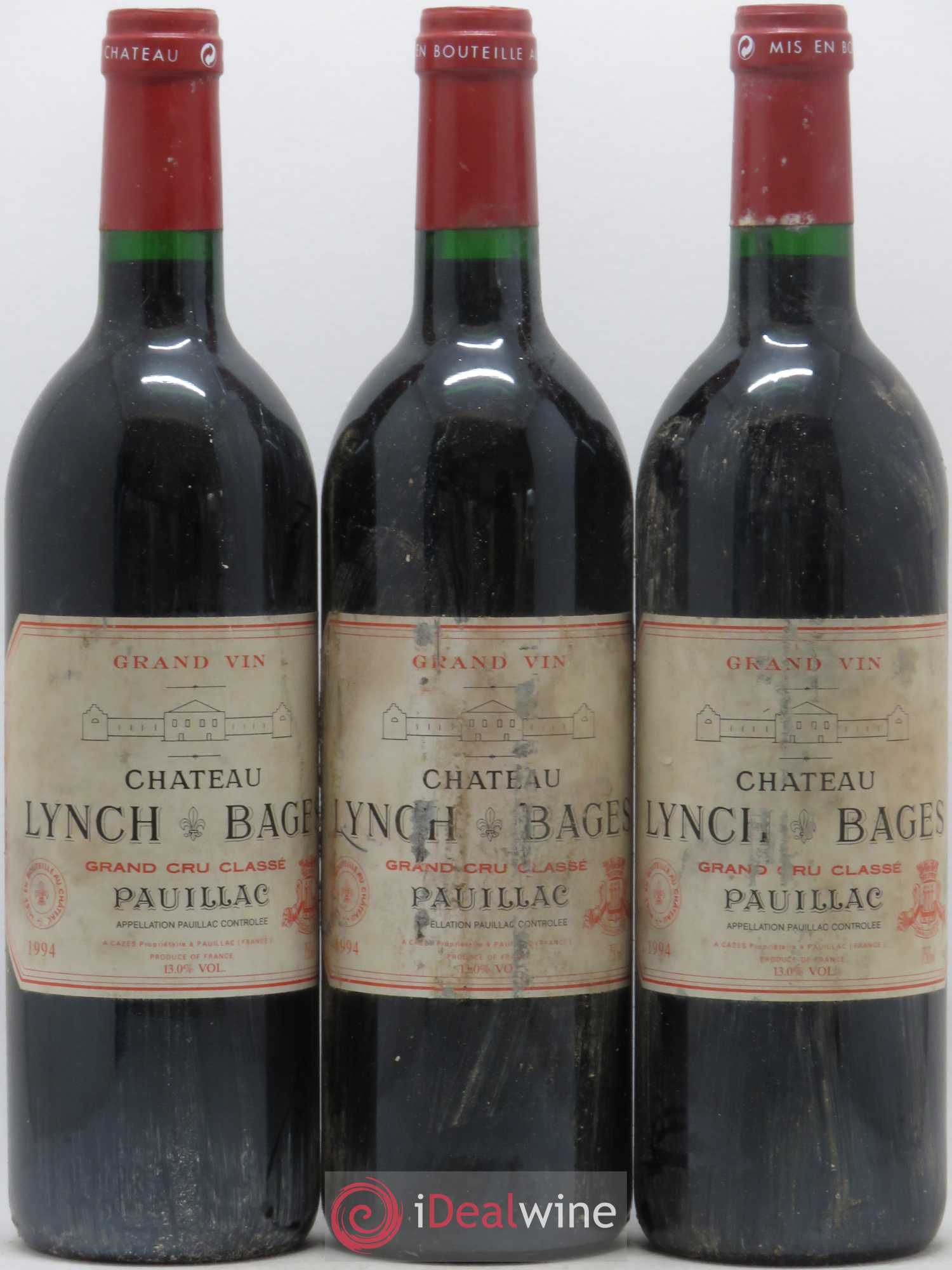 Château Lynch Bages 5ème Grand Cru Classé 1994 - Lot de 3 bouteilles - 0