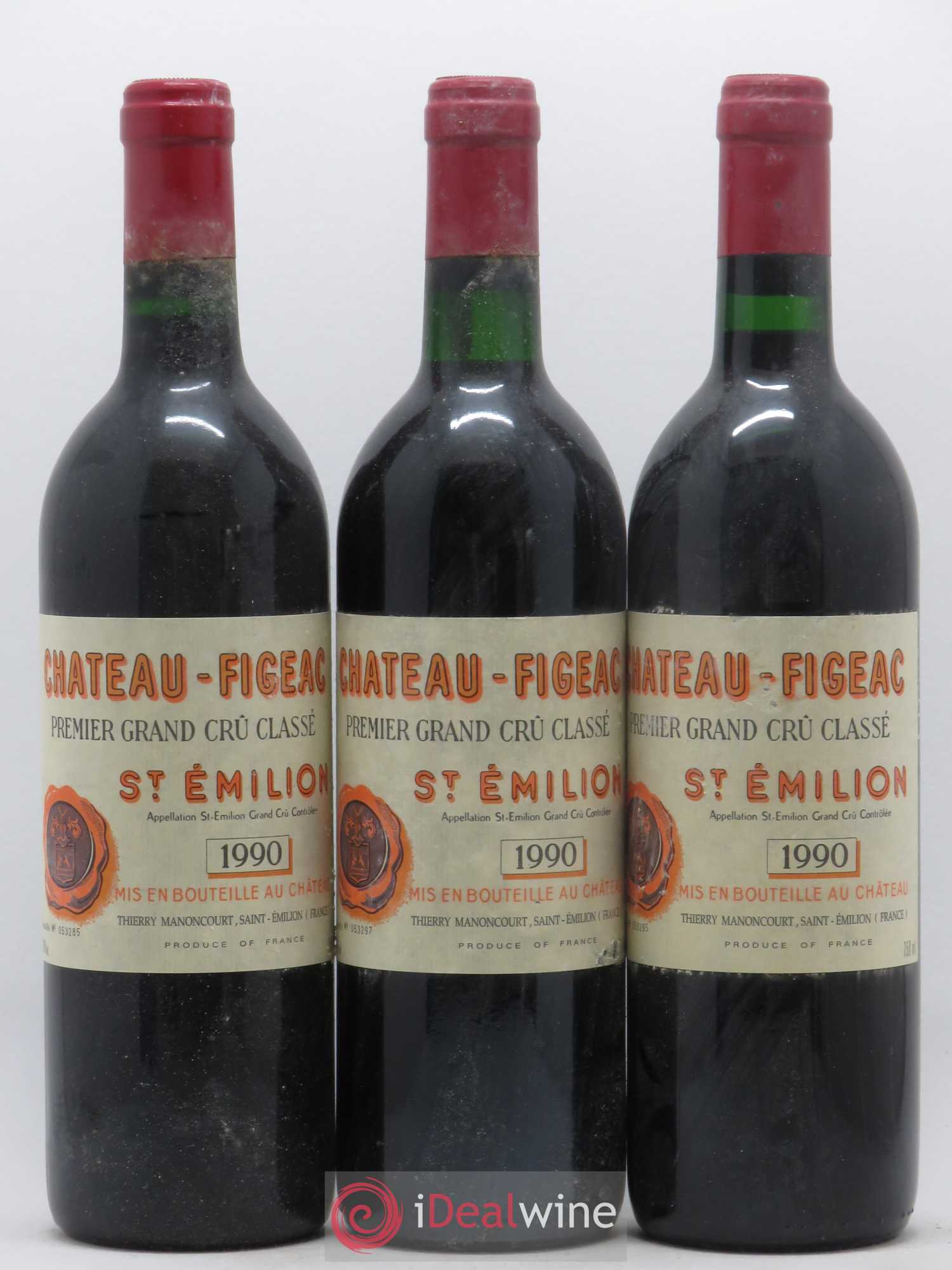 Château Figeac 1er Grand Cru Classé A 1990 - Lot de 3 bouteilles - 0