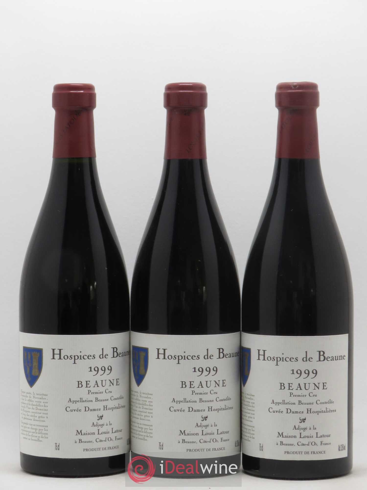 Beaune 1er Cru Hospices de Beaune Cuvée des Dames Hospitalieres Latour 1999 - Posten von 3 Flaschen - 0
