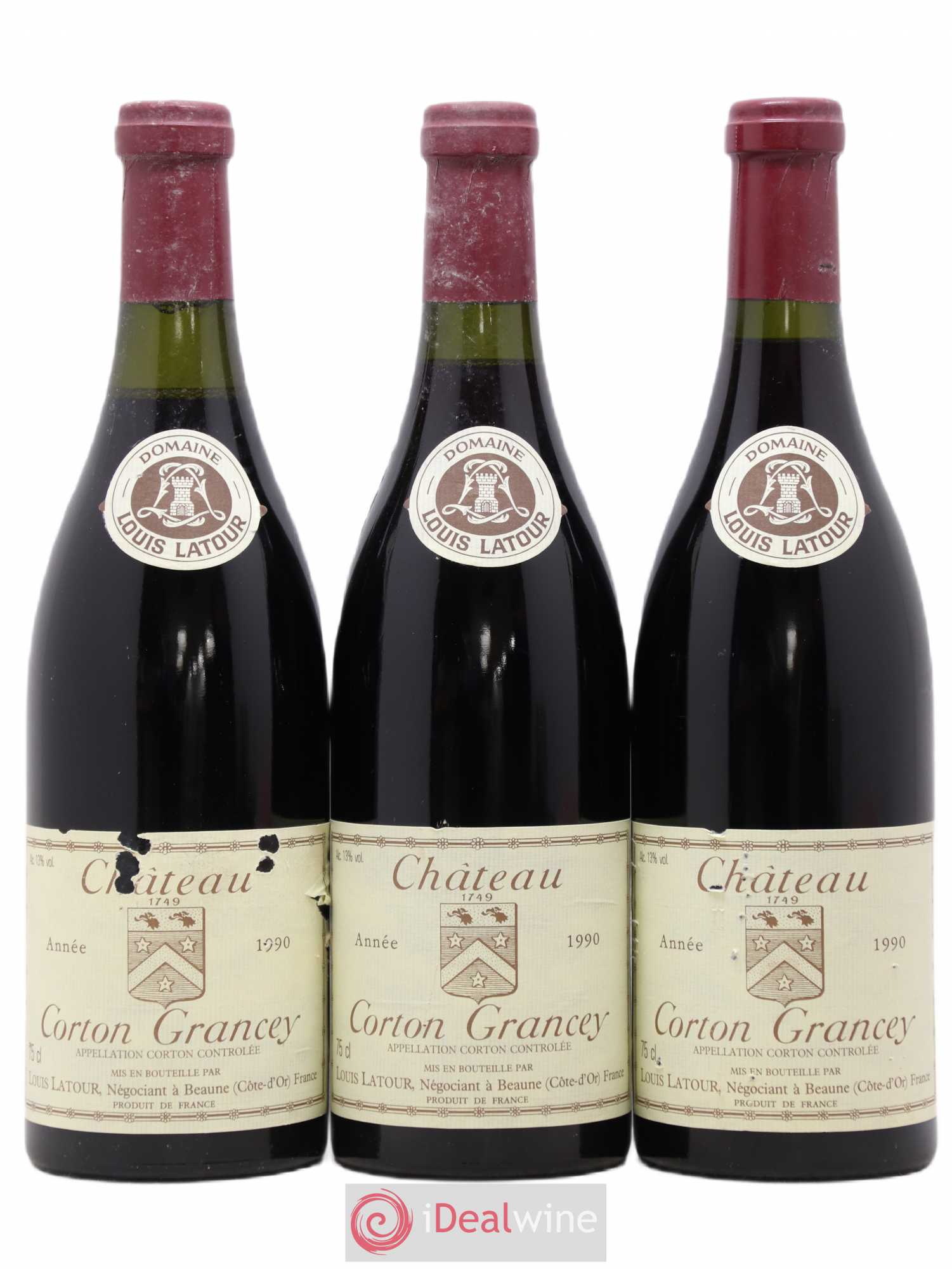 Corton Grand Cru Château Corton Grancey Louis Latour (sans prix de réserve) 1990 - Lot de 3 bouteilles - 0