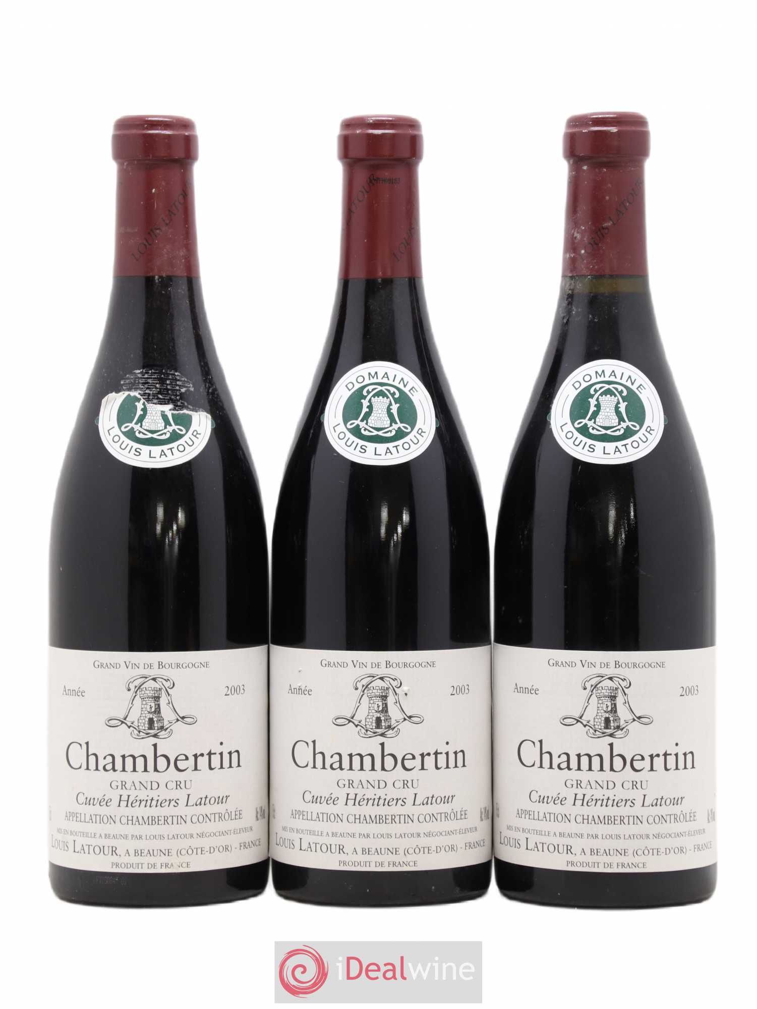 Chambertin Grand Cru Cuvée Héritiers Latour Louis Latour 2003 - Lot de 3 bouteilles - 0