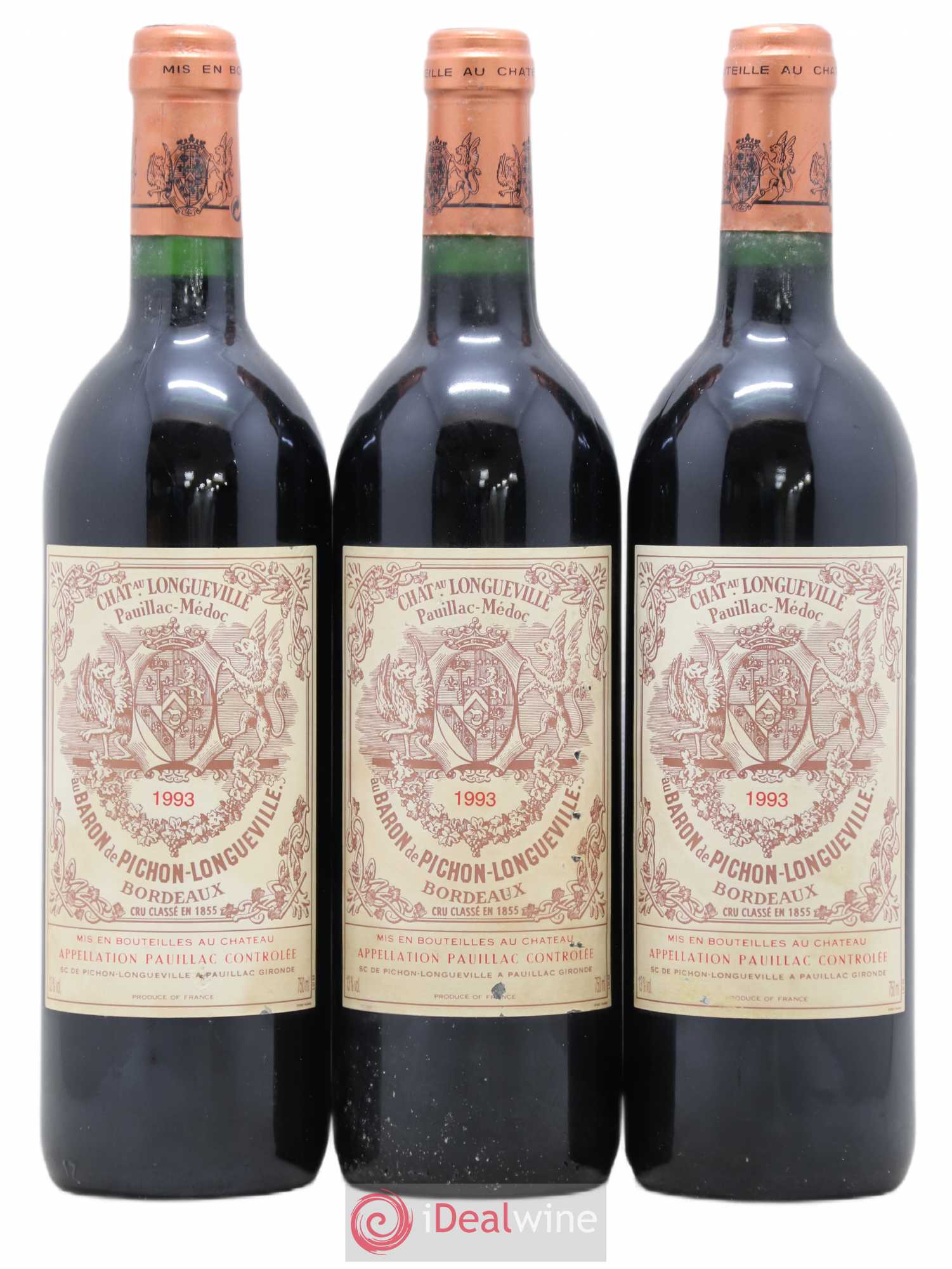 Pichon Longueville Baron 2ème Grand Cru Classé 1993 - Lot de 3 bouteilles - 0