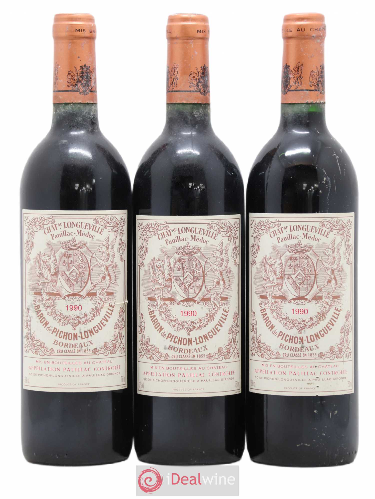 Pichon Longueville Baron 2ème Grand Cru Classé 1990 - Lot de 3 bouteilles - 0