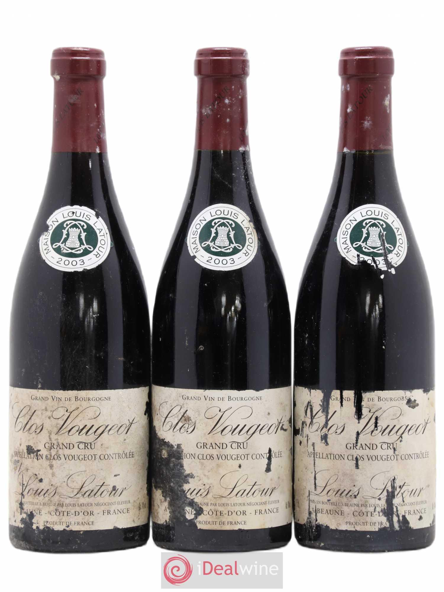 Clos de Vougeot Grand Cru Louis Latour 2003 - Lot de 3 bouteilles - 0