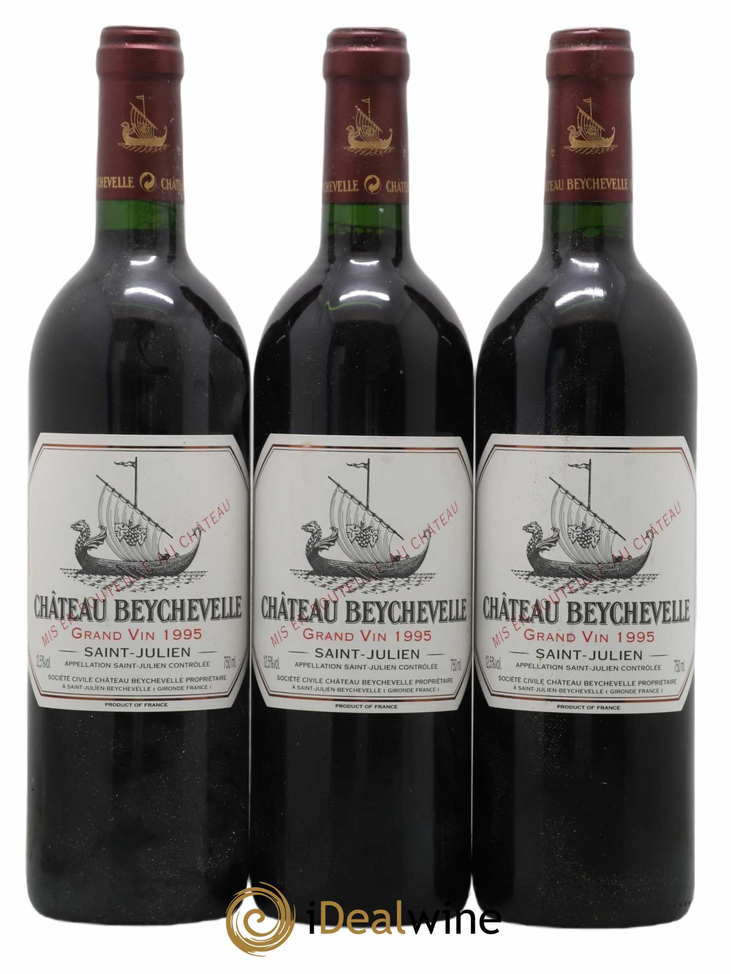 Château Beychevelle 4ème Grand Cru Classé 1995 - Lot de 3 bouteilles - 0