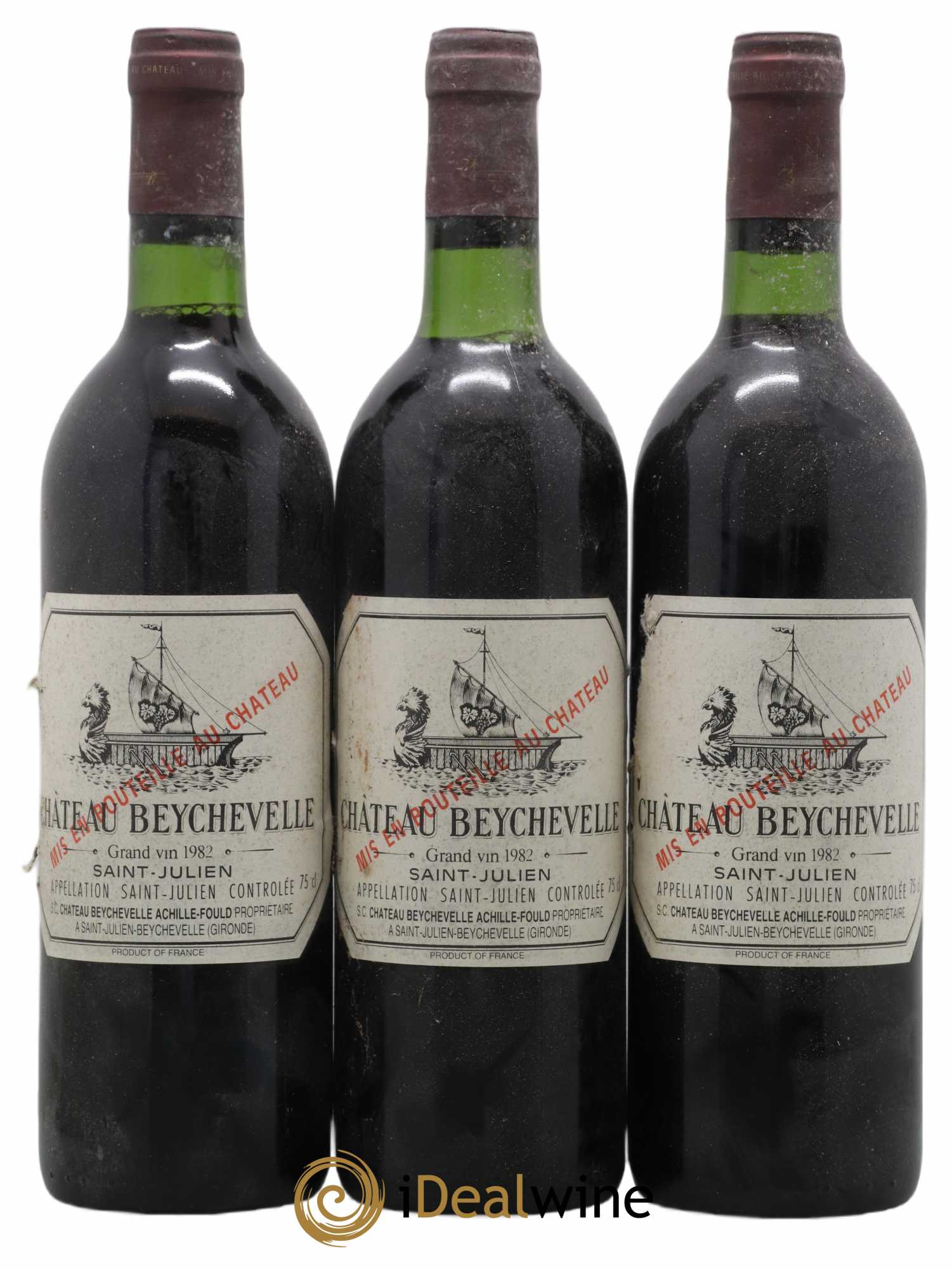 Château Beychevelle 4ème Grand Cru Classé 1982 - Lot de 3 bouteilles - 0