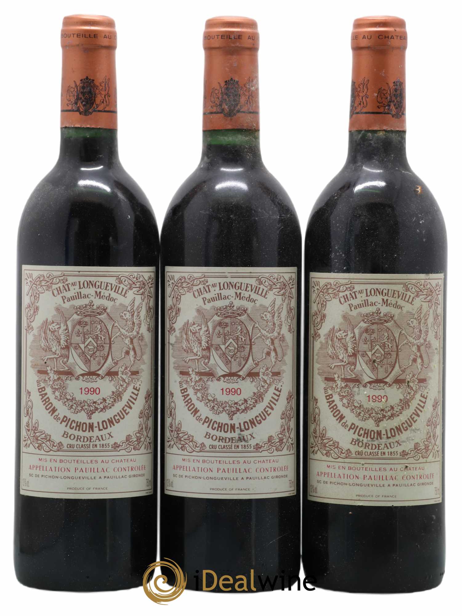 Pichon Longueville Baron 2ème Grand Cru Classé 1990 - Lot de 3 bouteilles - 0