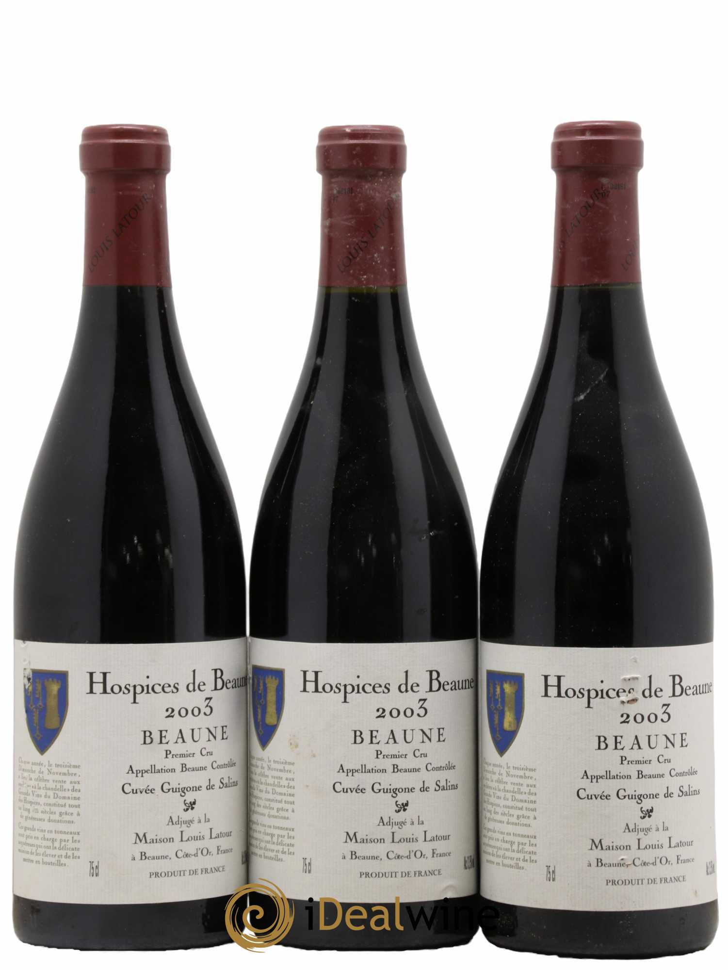 Beaune 1er Cru Cuvée Guigone de Salins Louis Latour Hospices de Beaune 2003 - Lot de 3 bouteilles - 0