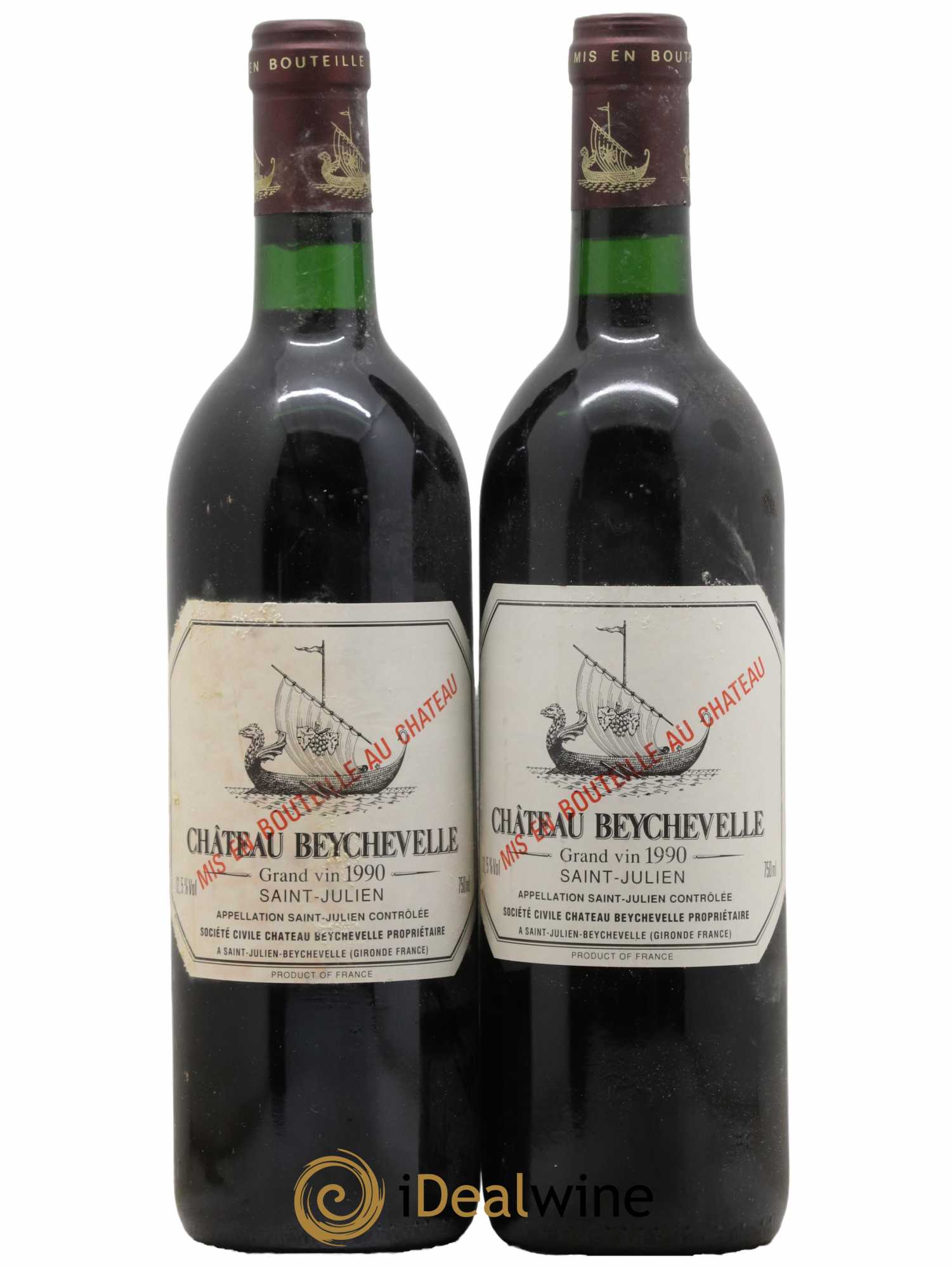 Château Beychevelle 4ème Grand Cru Classé 1990 - Lot de 2 bouteilles - 0