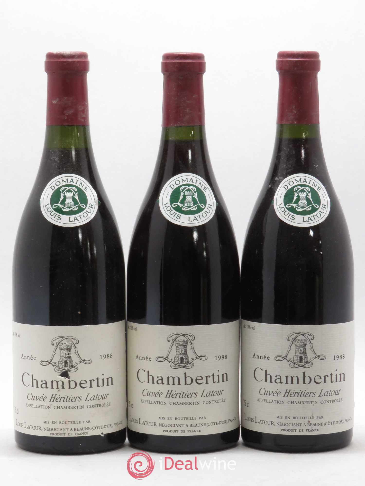 Chambertin Grand Cru Cuvée Héritiers Latour Louis Latour 1988 - Lot de 3 bouteilles - 0
